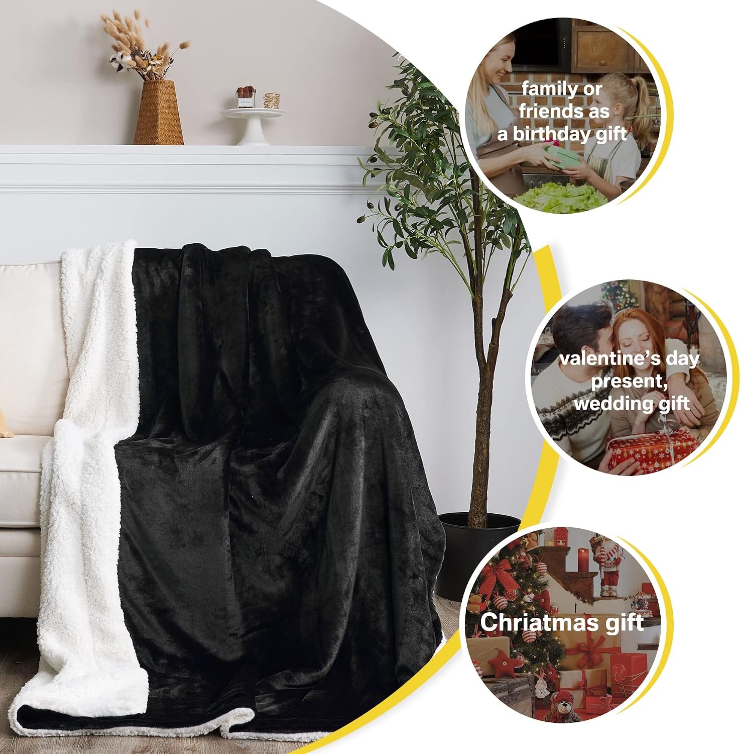image:imageNICETOWN Grey Fleece Twin Blanket 300GSM Soft Lightweight Plush Cozy Twin Blankets for Bed Sofa Couch Travel Camping 60x80 inchesSherpa Fleece Black