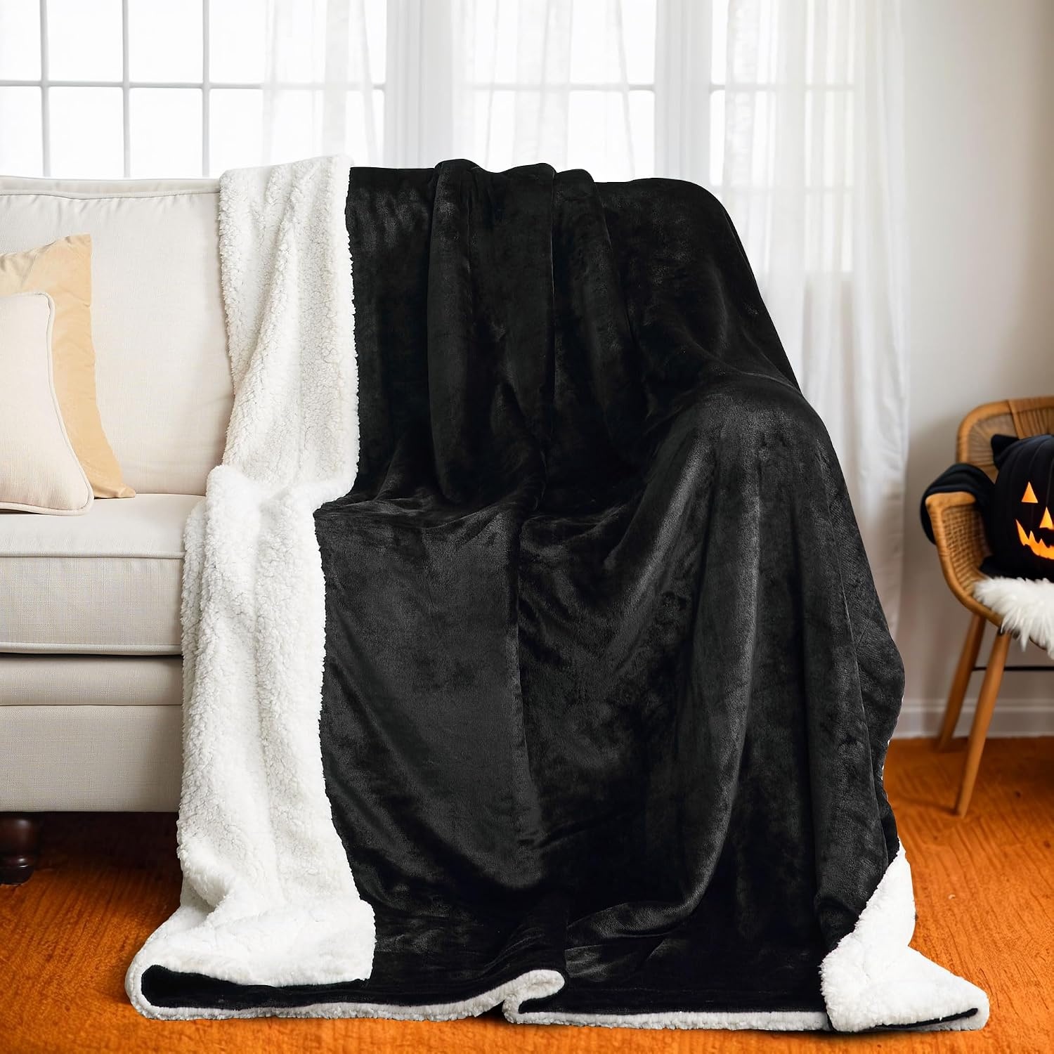 image:imageNICETOWN Grey Fleece Twin Blanket 300GSM Soft Lightweight Plush Cozy Twin Blankets for Bed Sofa Couch Travel Camping 60x80 inchesSherpa Fleece Black