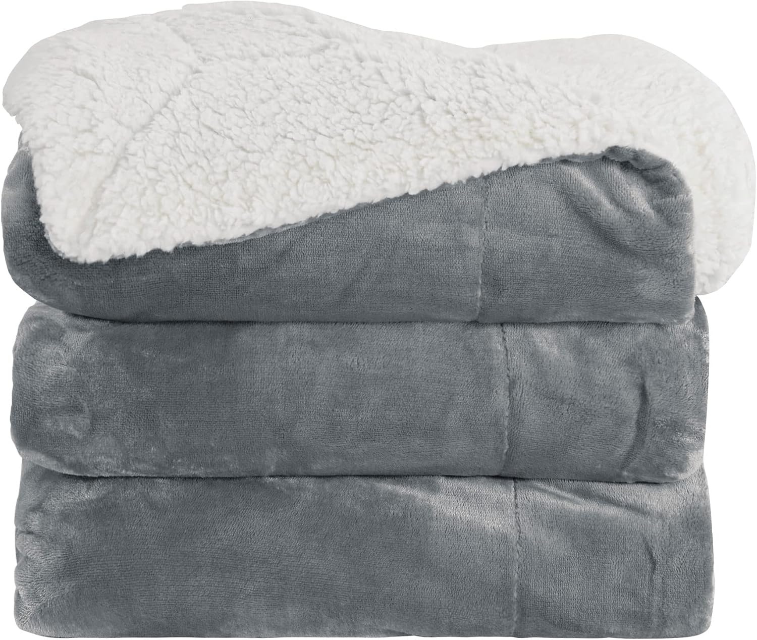 image:imageNICETOWN Grey Fleece Twin Blanket 300GSM Soft Lightweight Plush Cozy Twin Blankets for Bed Sofa Couch Travel Camping 60x80 inchesSherpa Fleece Light Grey