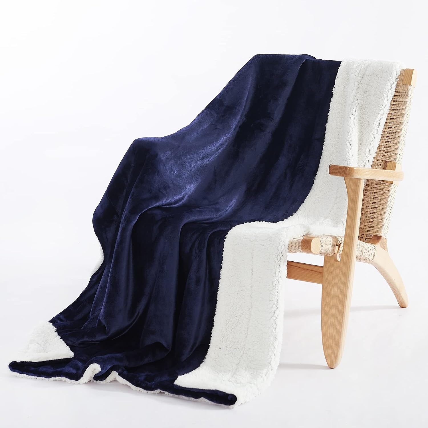 image:imageNICETOWN Grey Fleece Twin Blanket 300GSM Soft Lightweight Plush Cozy Twin Blankets for Bed Sofa Couch Travel Camping 60x80 inchesSherpa Fleece Navy Blue