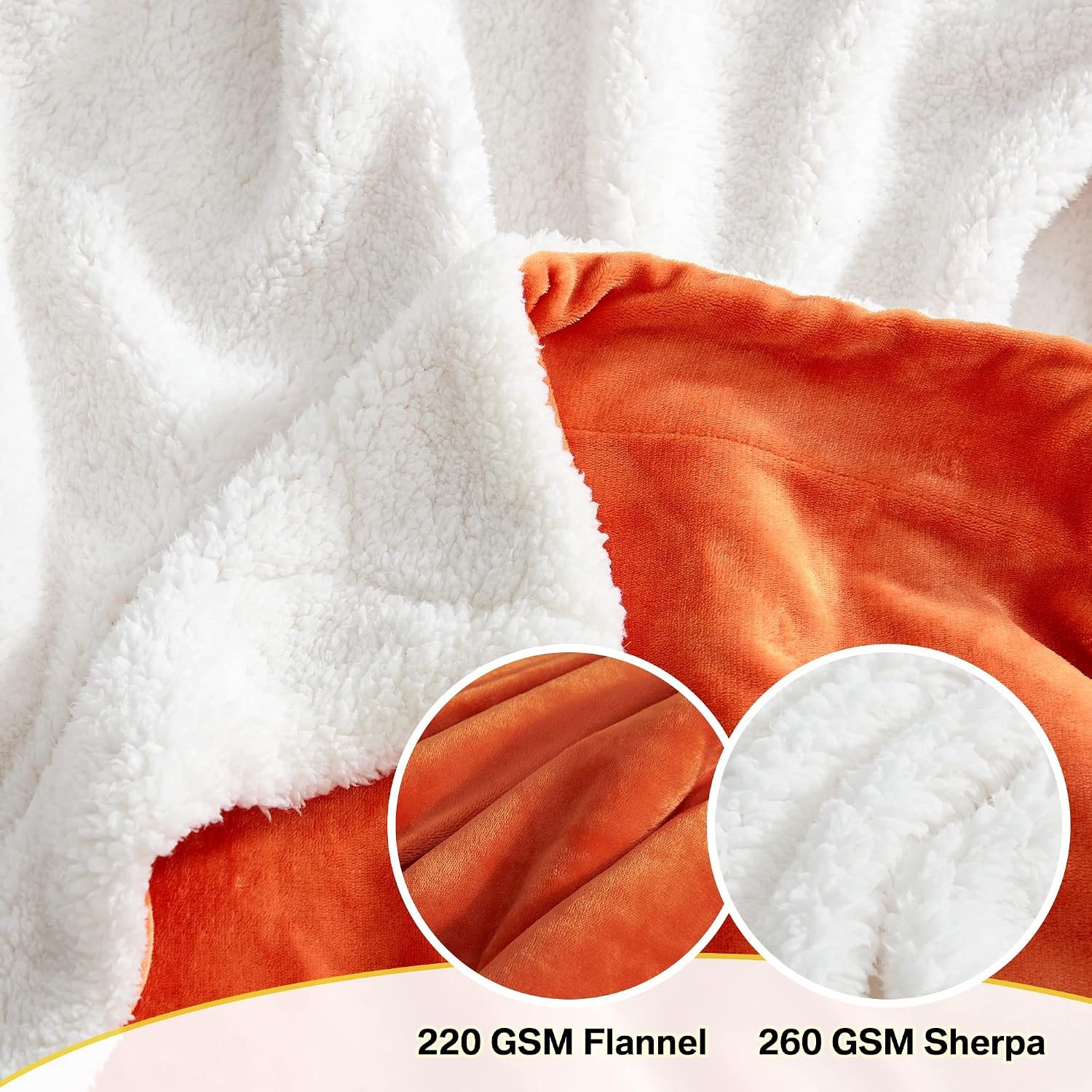 image:imageNICETOWN Grey Fleece Twin Blanket 300GSM Soft Lightweight Plush Cozy Twin Blankets for Bed Sofa Couch Travel Camping 60x80 inchesSherpa Fleece Orange