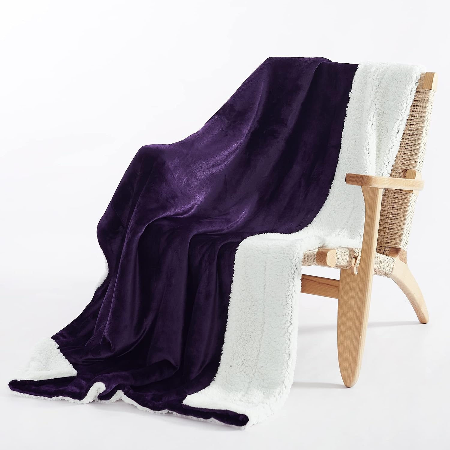 image:imageNICETOWN Grey Fleece Twin Blanket 300GSM Soft Lightweight Plush Cozy Twin Blankets for Bed Sofa Couch Travel Camping 60x80 inchesSherpa Fleece Purple