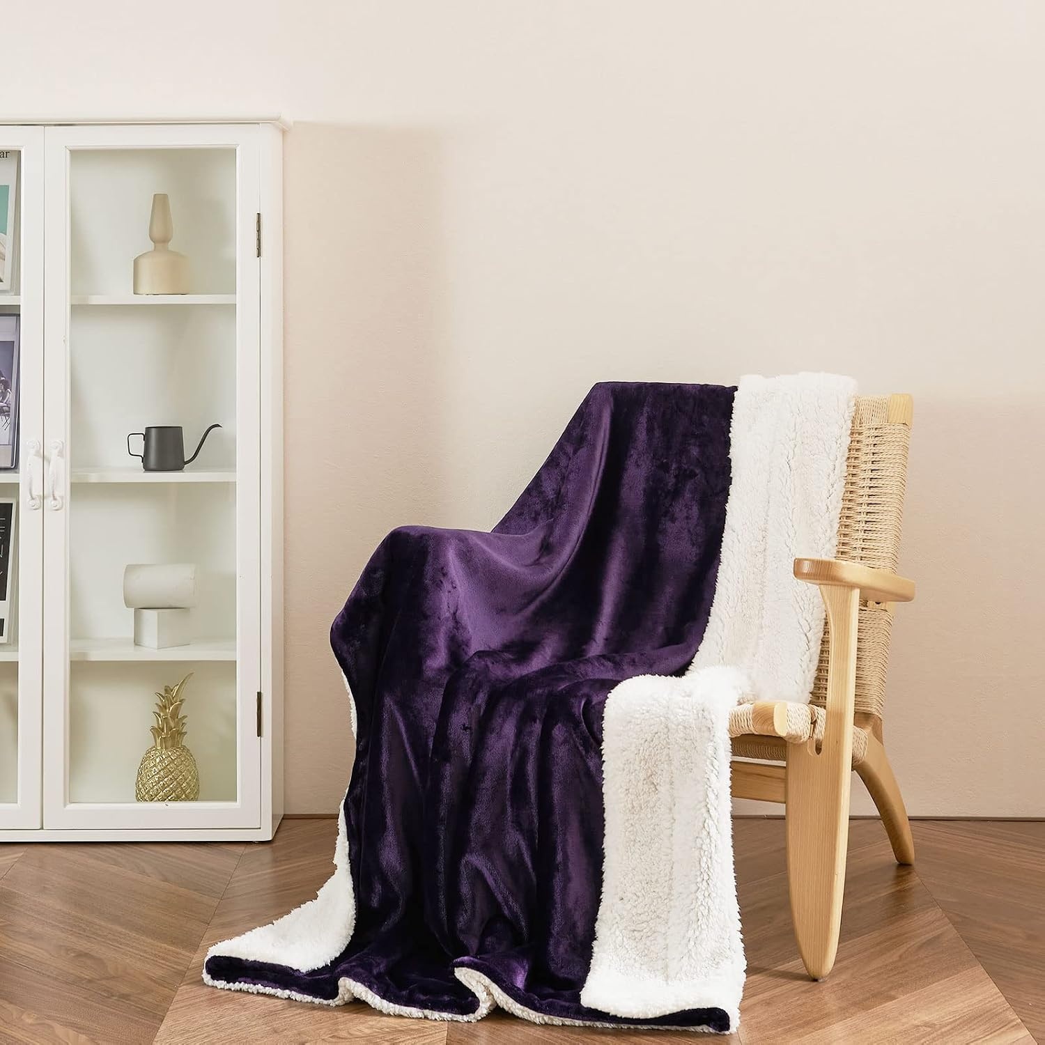 image:imageNICETOWN Grey Fleece Twin Blanket 300GSM Soft Lightweight Plush Cozy Twin Blankets for Bed Sofa Couch Travel Camping 60x80 inchesSherpa Fleece Purple