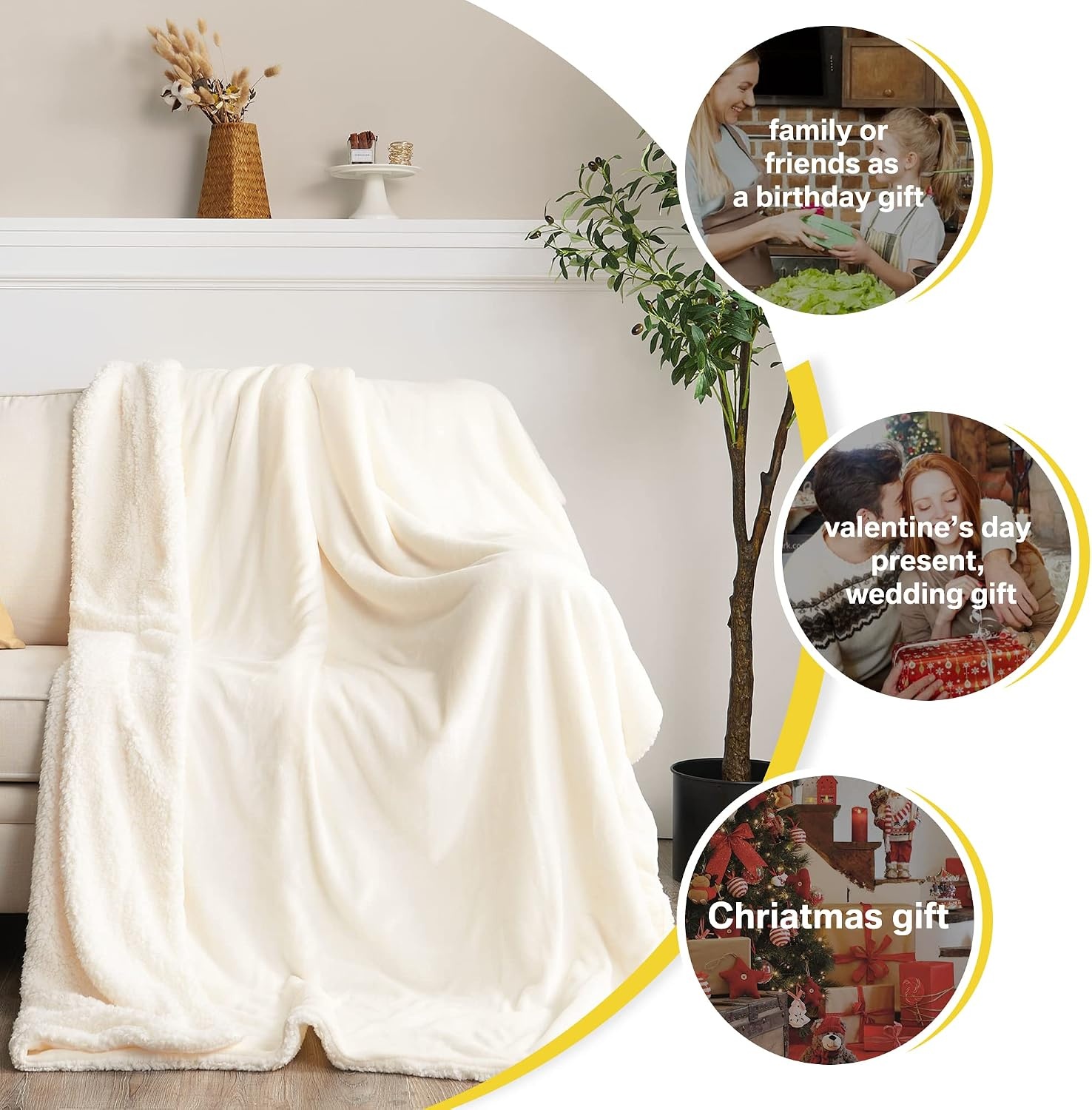 image:imageNICETOWN Grey Fleece Twin Blanket 300GSM Soft Lightweight Plush Cozy Twin Blankets for Bed Sofa Couch Travel Camping 60x80 inchesSherpa Fleece White