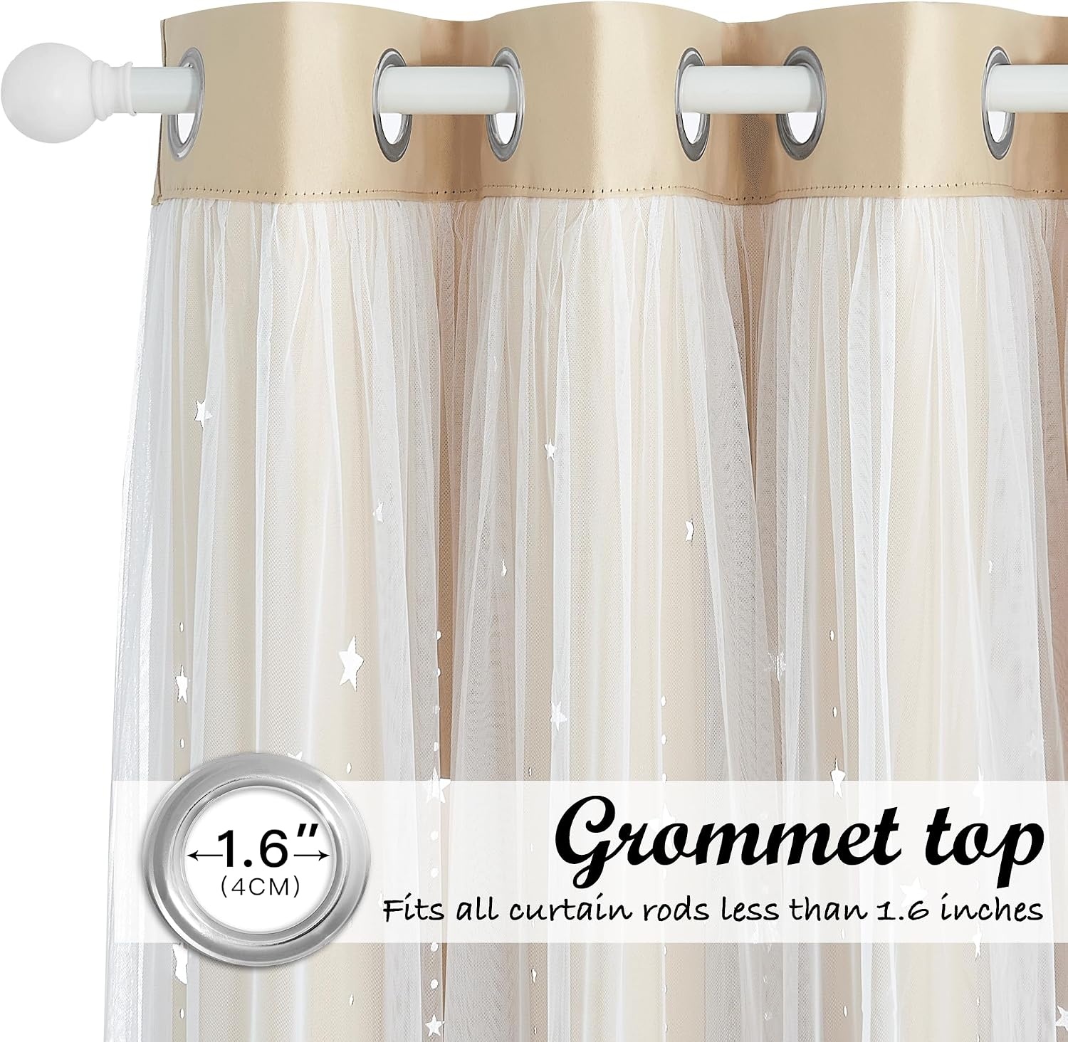 image:imageNICETOWN Kids Room Decor Curtains for Girls Nursery Star Cut Princess Room Design Curtains with Versatile Styling Options for Backdrops Pink amp Yellow amp Green amp Pink Each is W52 x L84 Sold by 2Moon Star Biscotti Beige