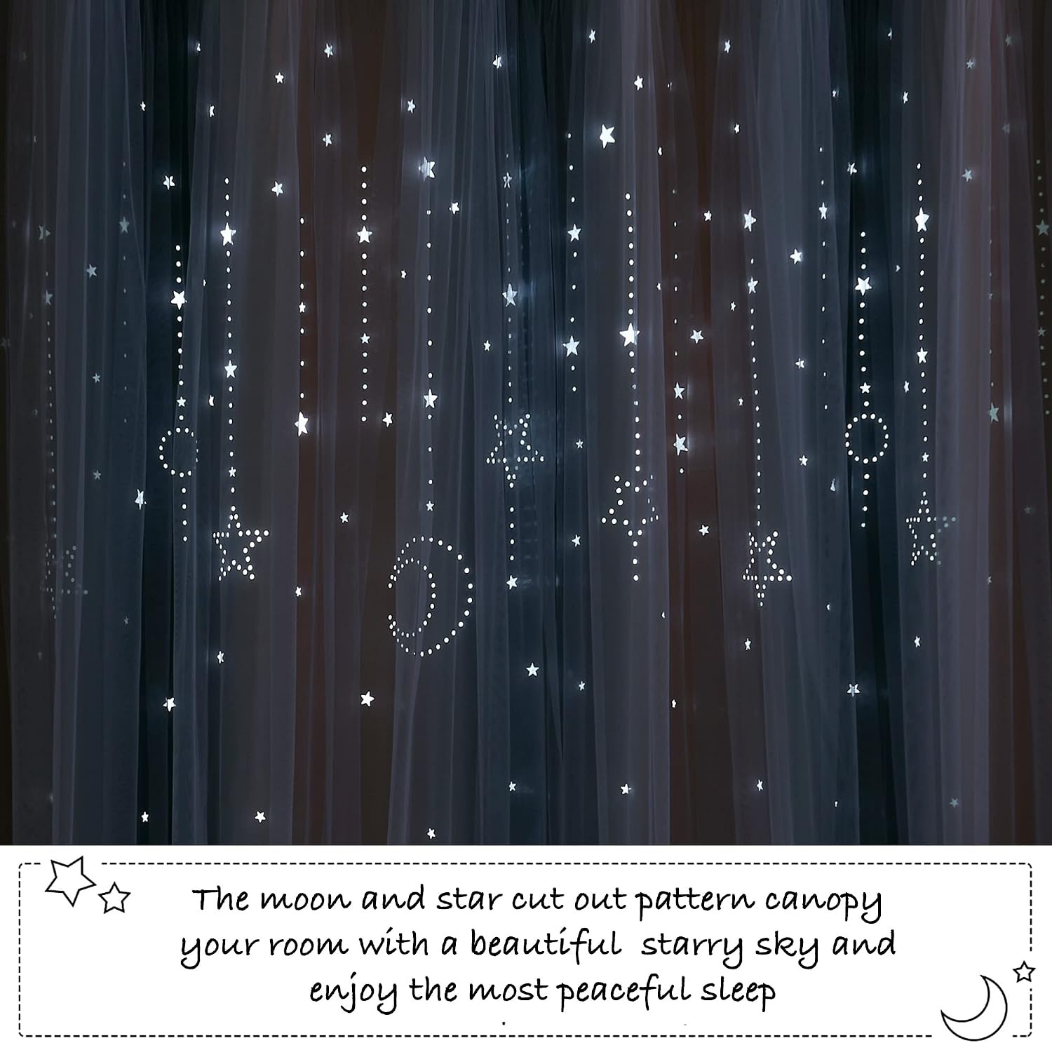 image:imageNICETOWN Kids Room Decor Curtains for Girls Nursery Star Cut Princess Room Design Curtains with Versatile Styling Options for Backdrops Pink amp Yellow amp Green amp Pink Each is W52 x L84 Sold by 2Moon Star Pink Grey