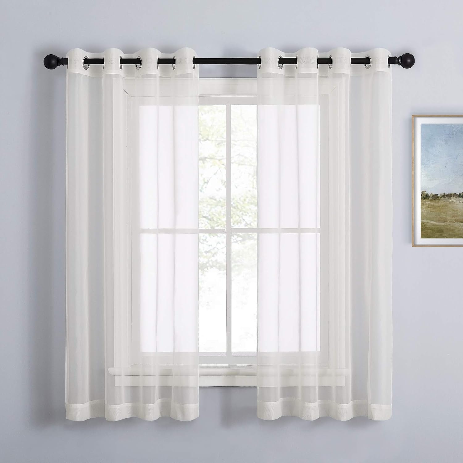 image:imageNICETOWN Silver and Gold Patterned 100 Blackout Curtains for Living Room Bedroom Marble Print Grommet Modern Room Darkening W52xL63 with Sheer Curtains for Windows W54xL63 Grommet Curtain Panels