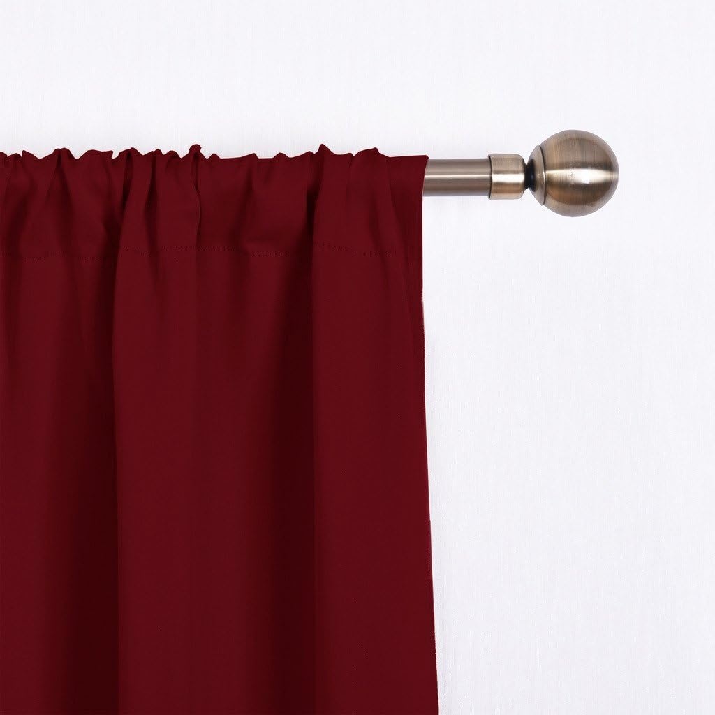 image:imageNICETOWN Thermal Insulated Blackout Short Curtain Bathroom Curtain Gray Tie Up Shade for Small Window Window Valance Balloon Roman Blind Rod Pocket Panel 46 inches W x 63 inches LBurgundy Red