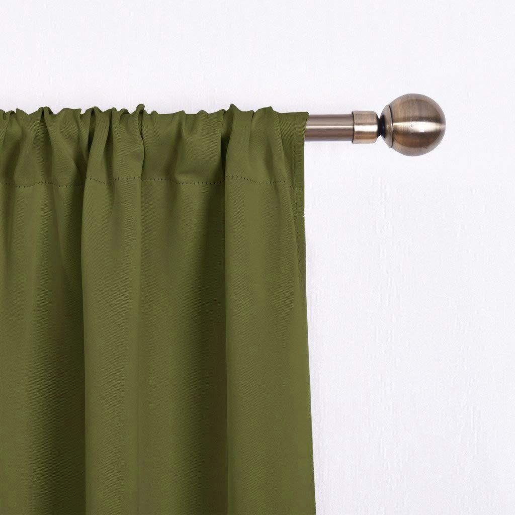 image:imageNICETOWN Thermal Insulated Blackout Short Curtain Bathroom Curtain Gray Tie Up Shade for Small Window Window Valance Balloon Roman Blind Rod Pocket Panel 46 inches W x 63 inches LOlive Green