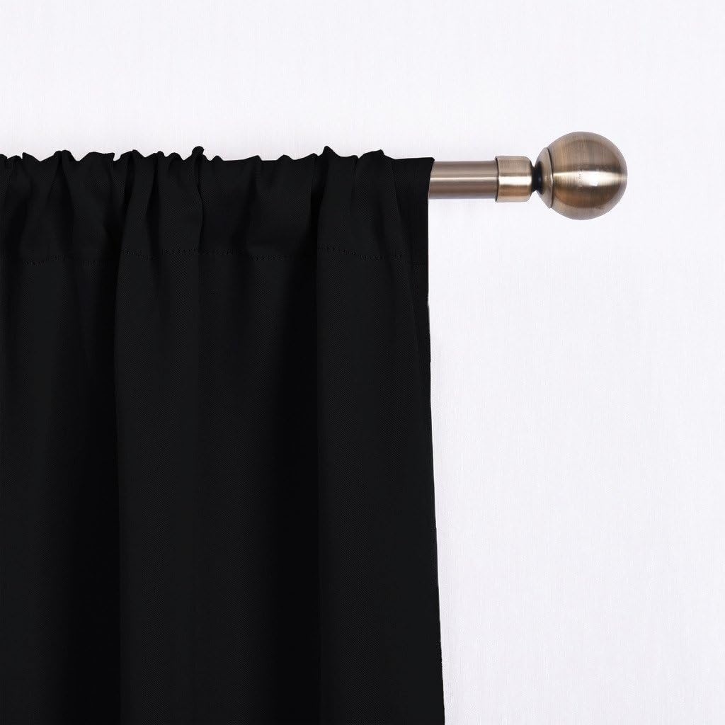 image:imageNICETOWN Thermal Insulated Blackout Short Curtain Bathroom Curtain Gray Tie Up Shade for Small Window Window Valance Balloon Roman Blind Rod Pocket Panel 46 inches W x 63 inches LBlack