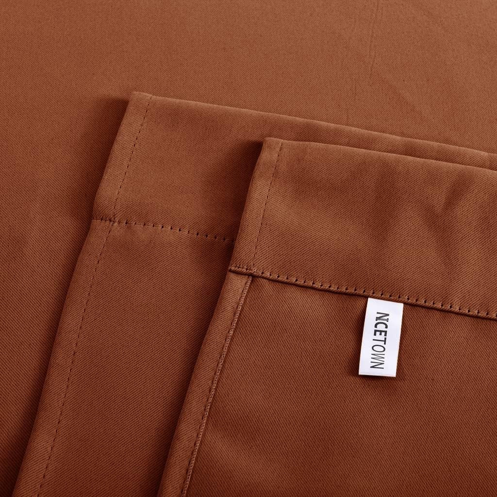 image:imageNICETOWN Thermal Insulated Blackout Short Curtain Bathroom Curtain Gray Tie Up Shade for Small Window Window Valance Balloon Roman Blind Rod Pocket Panel 46 inches W x 63 inches LBurnt Orange