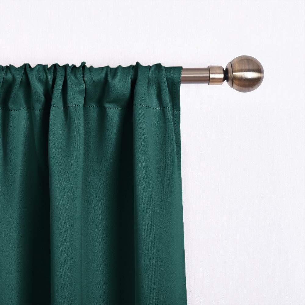 image:imageNICETOWN Thermal Insulated Blackout Short Curtain Bathroom Curtain Gray Tie Up Shade for Small Window Window Valance Balloon Roman Blind Rod Pocket Panel 46 inches W x 63 inches LHunter Green