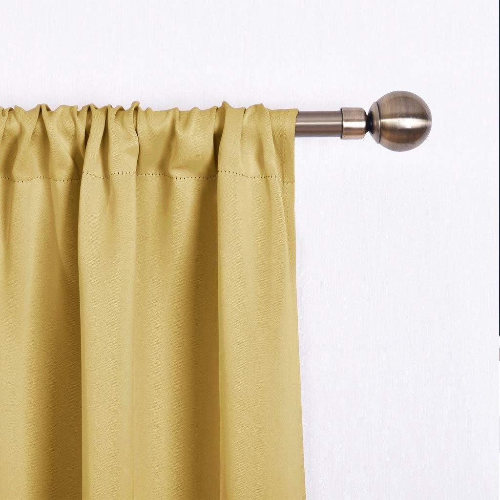 image:imageNICETOWN Thermal Insulated Blackout Short Curtain Bathroom Curtain Gray Tie Up Shade for Small Window Window Valance Balloon Roman Blind Rod Pocket Panel 46 inches W x 63 inches LYellow