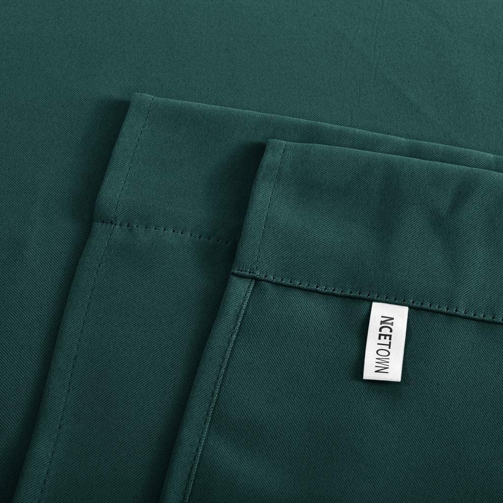 image:imageNICETOWN Thermal Insulated Blackout Short Curtain Bathroom Curtain Gray Tie Up Shade for Small Window Window Valance Balloon Roman Blind Rod Pocket Panel 46 inches W x 63 inches LHunter Green