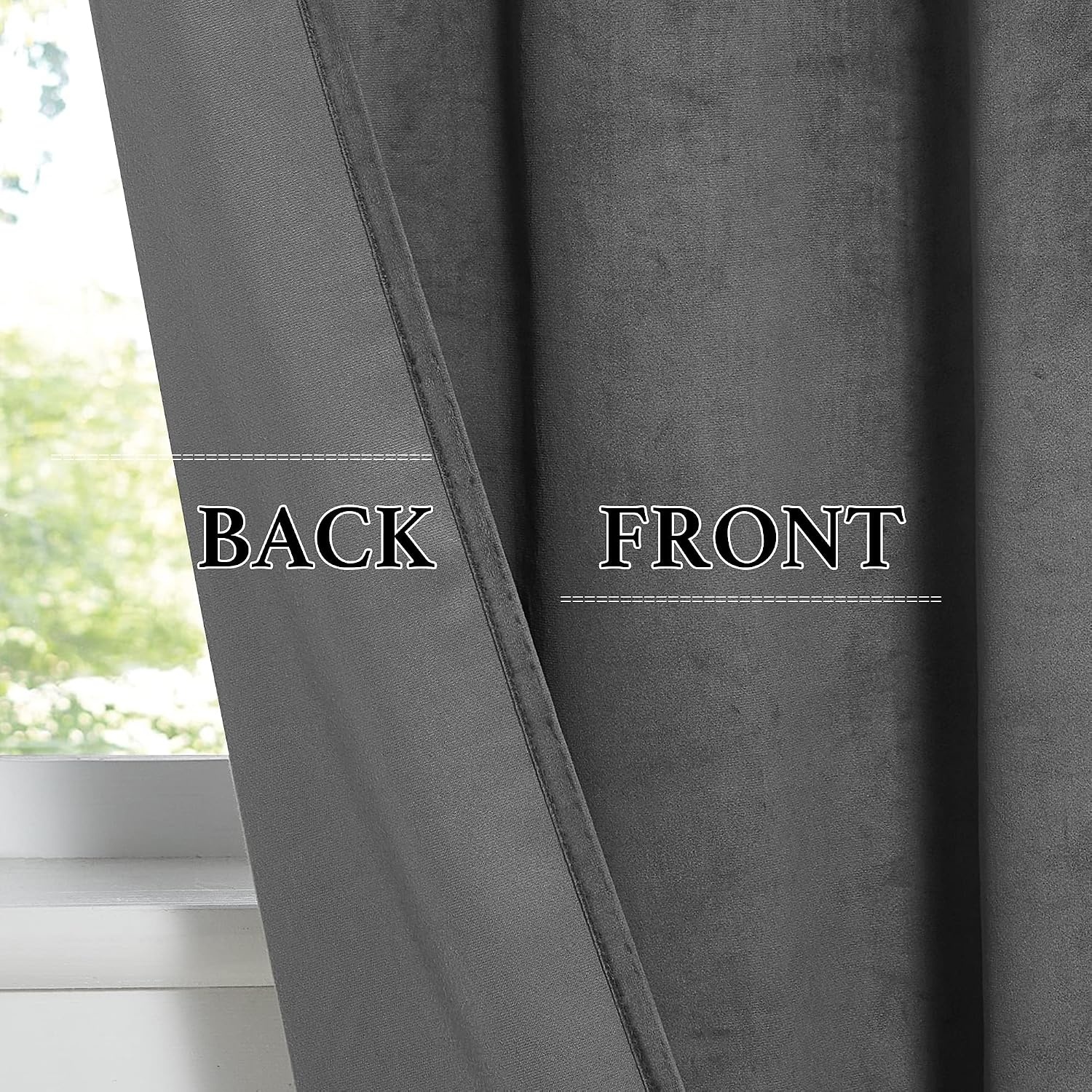 image:imageNICETOWN Thermal Insulated Blackout Short Curtain Bathroom Curtain Gray Tie Up Shade for Small Window Window Valance Balloon Roman Blind Rod Pocket Panel 46 inches W x 63 inches LVelvet Grey