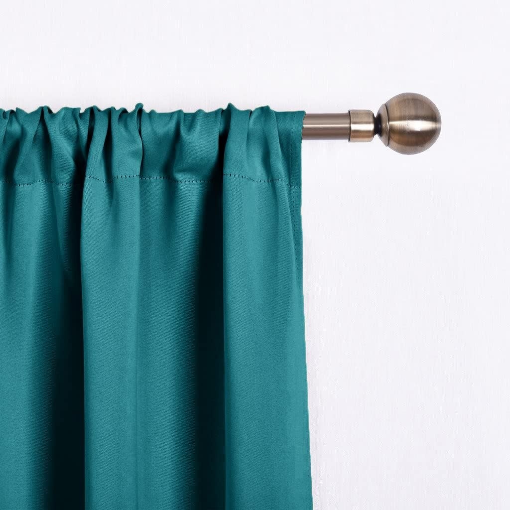 image:imageNICETOWN Thermal Insulated Blackout Short Curtain Bathroom Curtain Gray Tie Up Shade for Small Window Window Valance Balloon Roman Blind Rod Pocket Panel 46 inches W x 63 inches LPeacock Teal