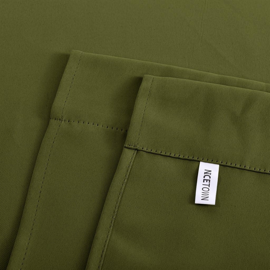 image:imageNICETOWN Thermal Insulated Blackout Short Curtain Bathroom Curtain Gray Tie Up Shade for Small Window Window Valance Balloon Roman Blind Rod Pocket Panel 46 inches W x 63 inches LOlive Green