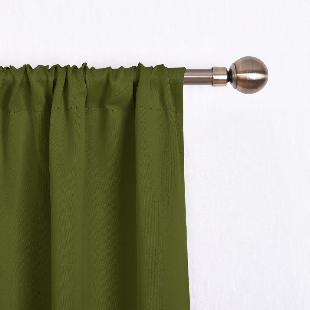 image:imageNICETOWN Thermal Insulated Blackout Short Curtain Bathroom Curtain Gray Tie Up Shade for Small Window Window Valance Balloon Roman Blind Rod Pocket Panel 46 inches W x 63 inches LOlive Green