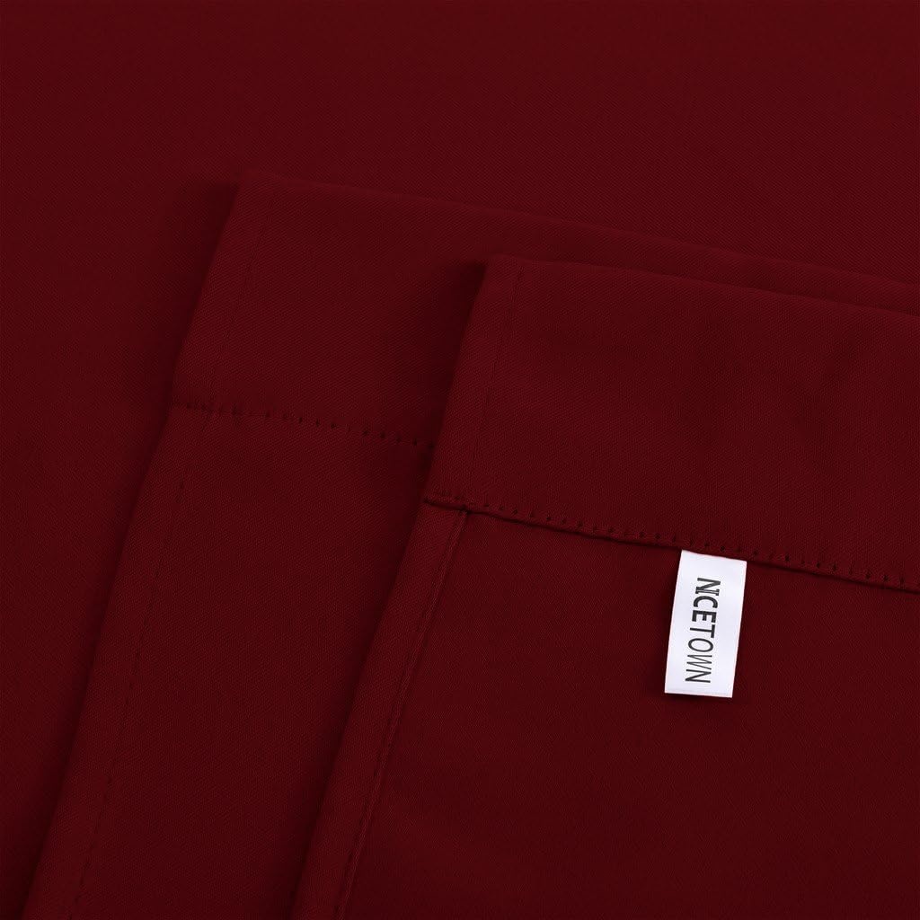 image:imageNICETOWN Thermal Insulated Blackout Short Curtain Bathroom Curtain Gray Tie Up Shade for Small Window Window Valance Balloon Roman Blind Rod Pocket Panel 46 inches W x 63 inches LBurgundy Red