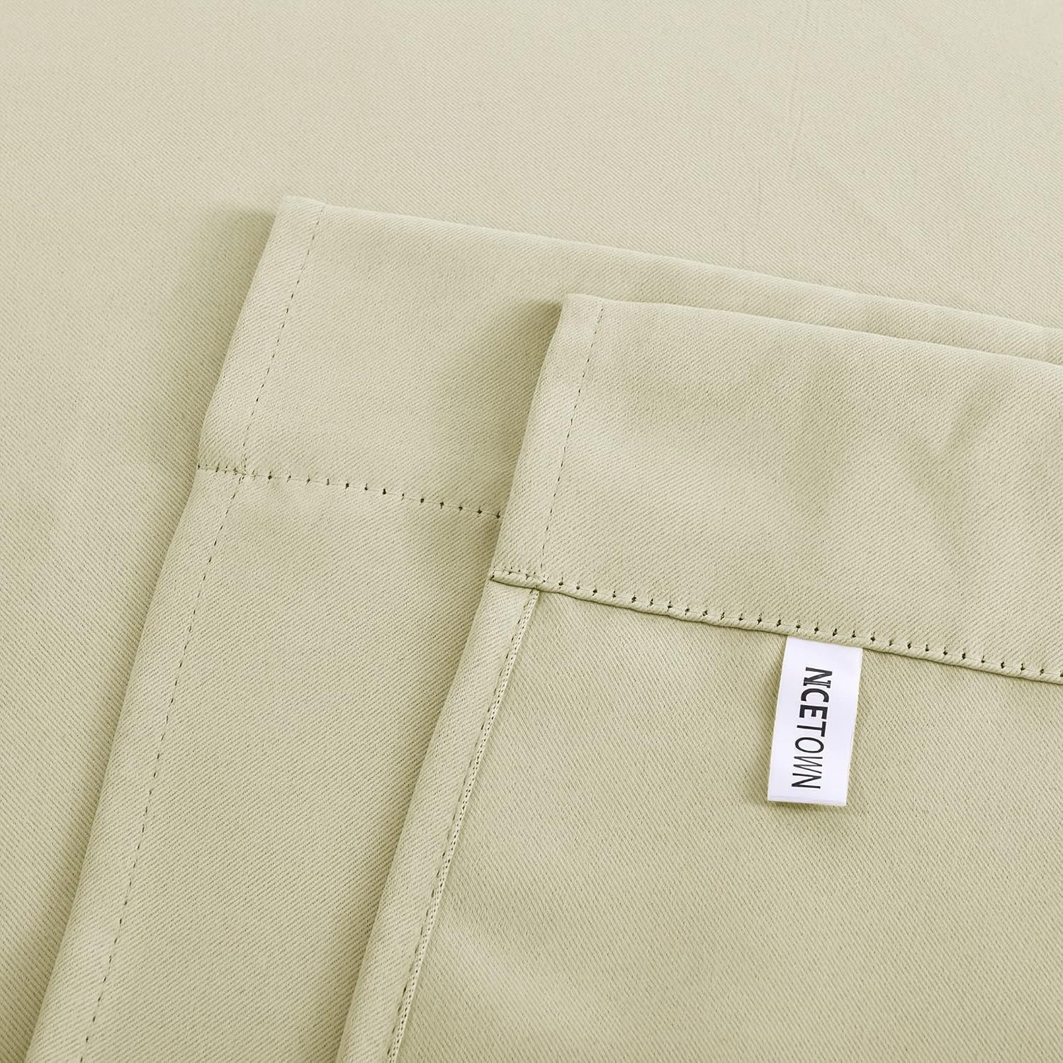 image:imageNICETOWN Thermal Insulated Blackout Short Curtain Bathroom Curtain Gray Tie Up Shade for Small Window Window Valance Balloon Roman Blind Rod Pocket Panel 46 inches W x 63 inches LLight Beige