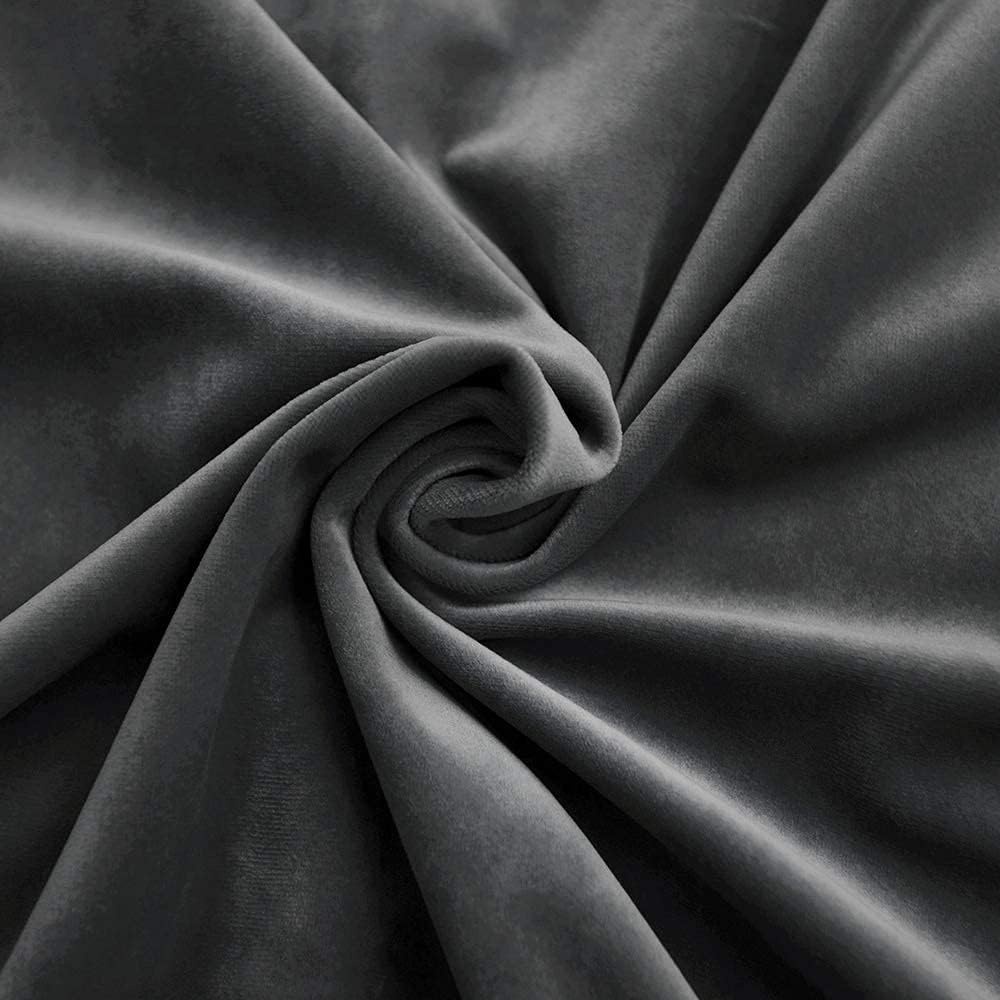 image:imageNICETOWN Thermal Insulated Blackout Short Curtain Bathroom Curtain Gray Tie Up Shade for Small Window Window Valance Balloon Roman Blind Rod Pocket Panel 46 inches W x 63 inches LVelvet Grey