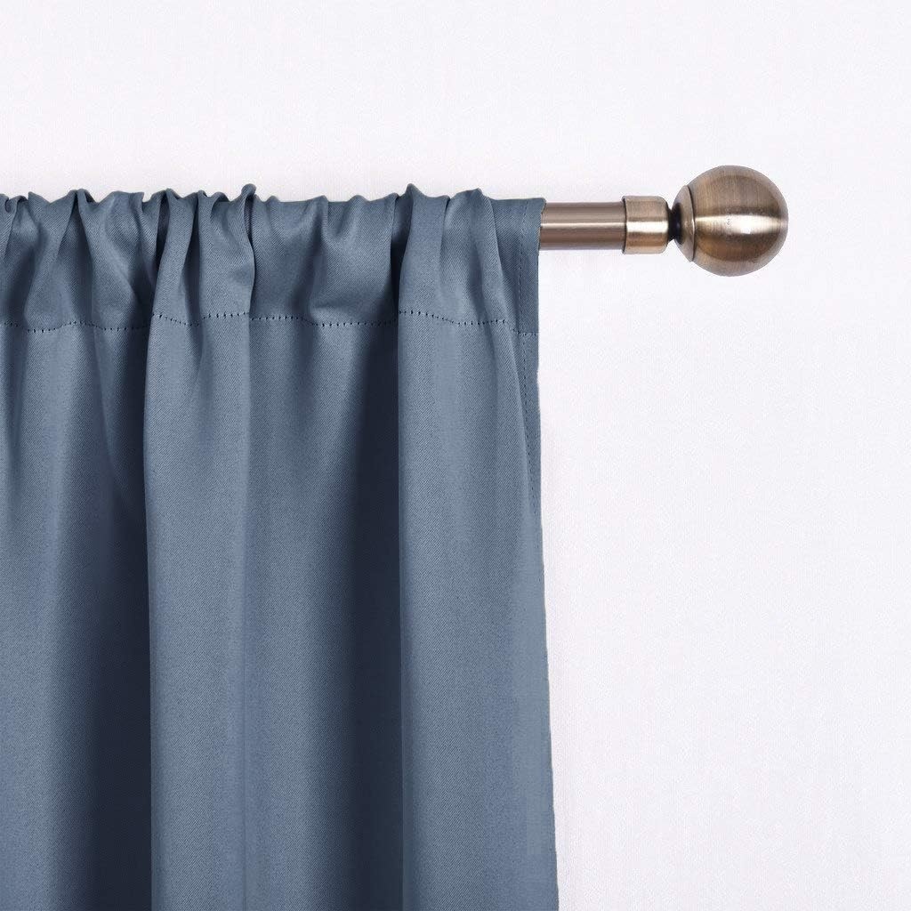 image:imageNICETOWN Thermal Insulated Blackout Short Curtain Bathroom Curtain Gray Tie Up Shade for Small Window Window Valance Balloon Roman Blind Rod Pocket Panel 46 inches W x 63 inches LStone Blue