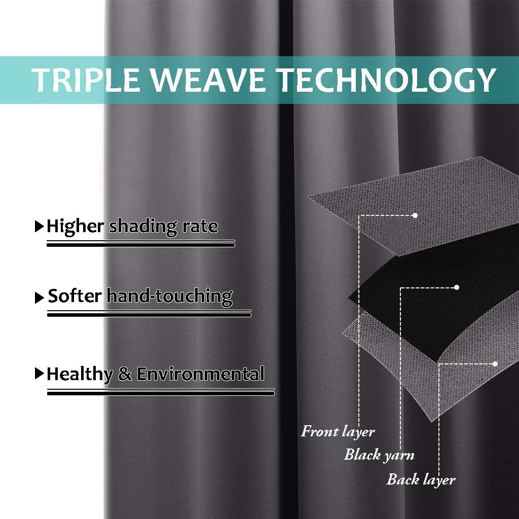 image:imageNICETOWN Thermal Insulated Blackout Short Curtain Bathroom Curtain Gray Tie Up Shade for Small Window Window Valance Balloon Roman Blind Rod Pocket Panel 46 inches W x 63 inches LGrey