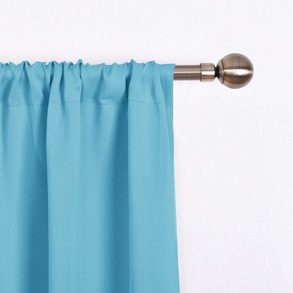image:imageNICETOWN Thermal Insulated Blackout Short Curtain Bathroom Curtain Gray Tie Up Shade for Small Window Window Valance Balloon Roman Blind Rod Pocket Panel 46 inches W x 63 inches LTurquoise