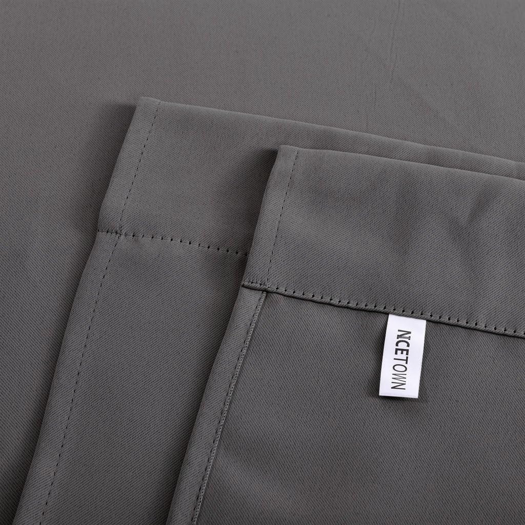 image:imageNICETOWN Thermal Insulated Blackout Short Curtain Bathroom Curtain Gray Tie Up Shade for Small Window Window Valance Balloon Roman Blind Rod Pocket Panel 46 inches W x 63 inches LGrey