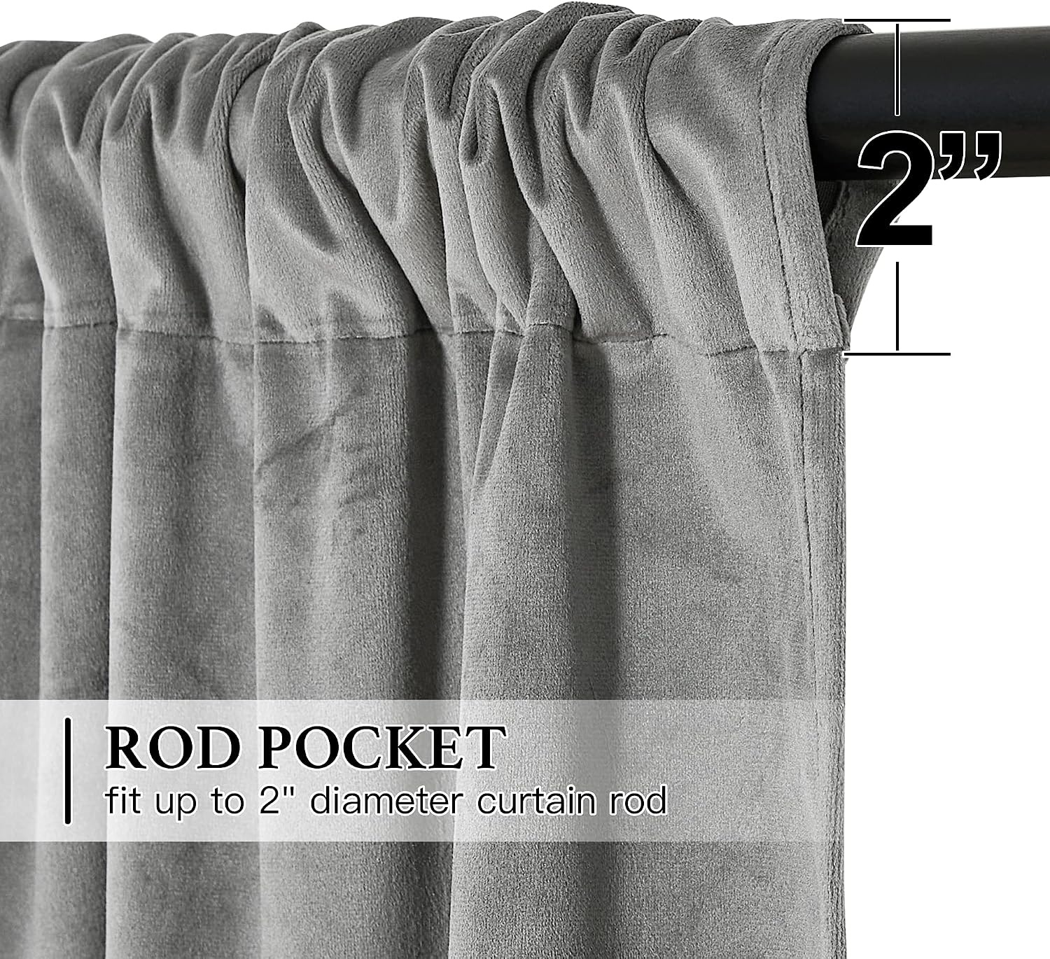 image:imageNICETOWN Thermal Insulated Blackout Short Curtain Bathroom Curtain Gray Tie Up Shade for Small Window Window Valance Balloon Roman Blind Rod Pocket Panel 46 inches W x 63 inches LVelvet Silver Gray
