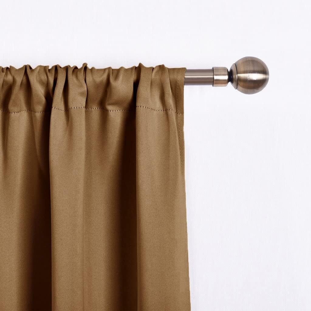 image:imageNICETOWN Thermal Insulated Blackout Short Curtain Bathroom Curtain Gray Tie Up Shade for Small Window Window Valance Balloon Roman Blind Rod Pocket Panel 46 inches W x 63 inches LGold Brown