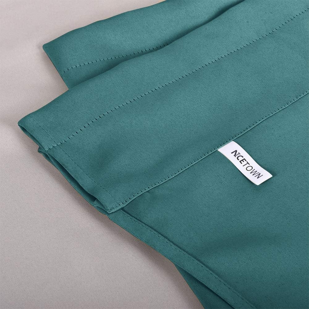 image:imageNICETOWN Thermal Insulated Blackout Short Curtain Bathroom Curtain Gray Tie Up Shade for Small Window Window Valance Balloon Roman Blind Rod Pocket Panel 46 inches W x 63 inches LSea Teal