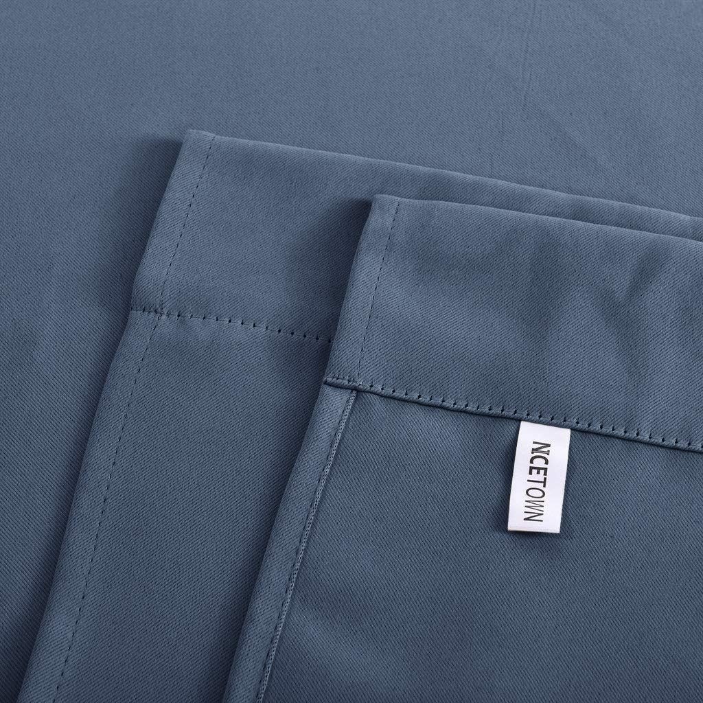 image:imageNICETOWN Thermal Insulated Blackout Short Curtain Bathroom Curtain Gray Tie Up Shade for Small Window Window Valance Balloon Roman Blind Rod Pocket Panel 46 inches W x 63 inches LStone Blue