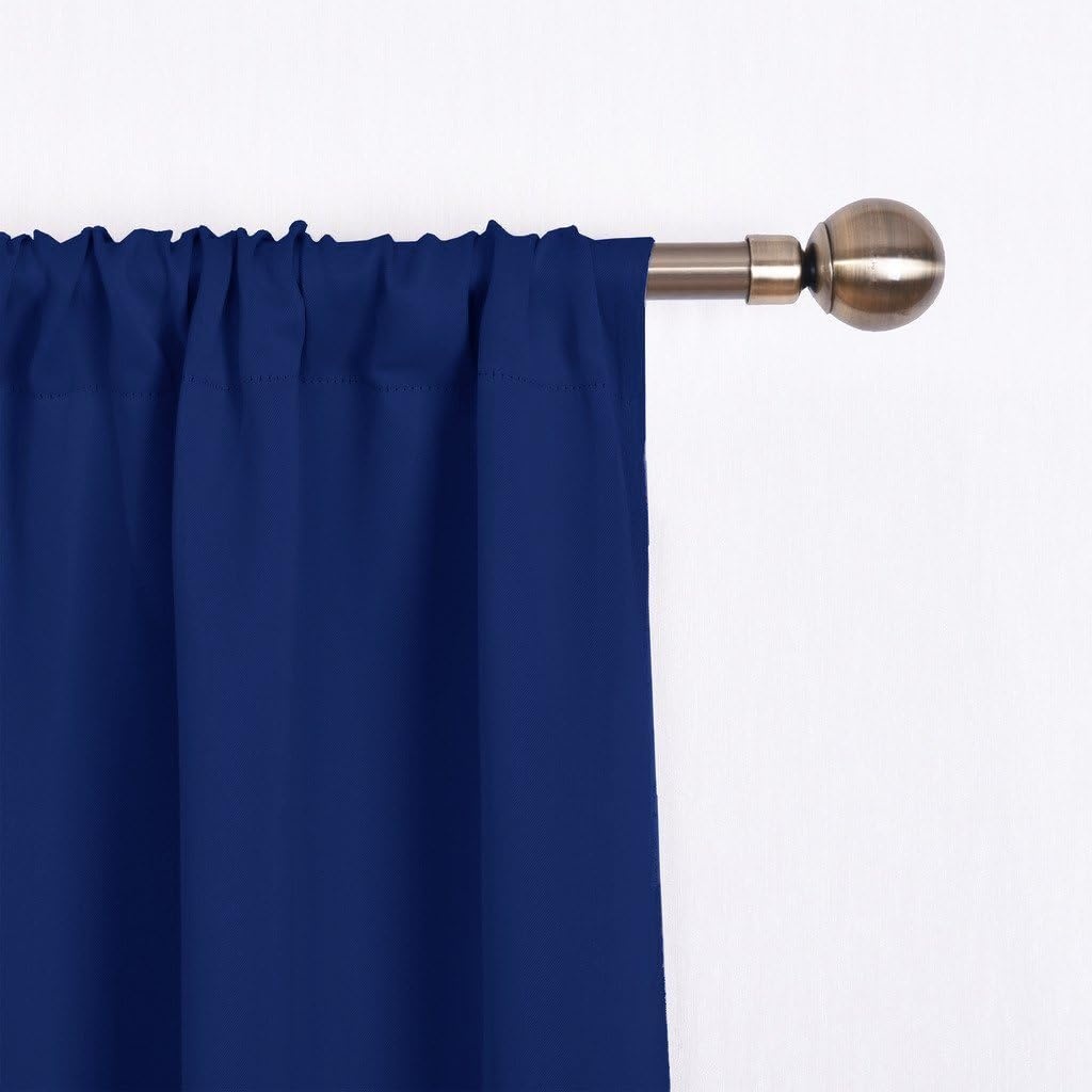 image:imageNICETOWN Thermal Insulated Blackout Short Curtain Bathroom Curtain Gray Tie Up Shade for Small Window Window Valance Balloon Roman Blind Rod Pocket Panel 46 inches W x 63 inches LNavy Blue
