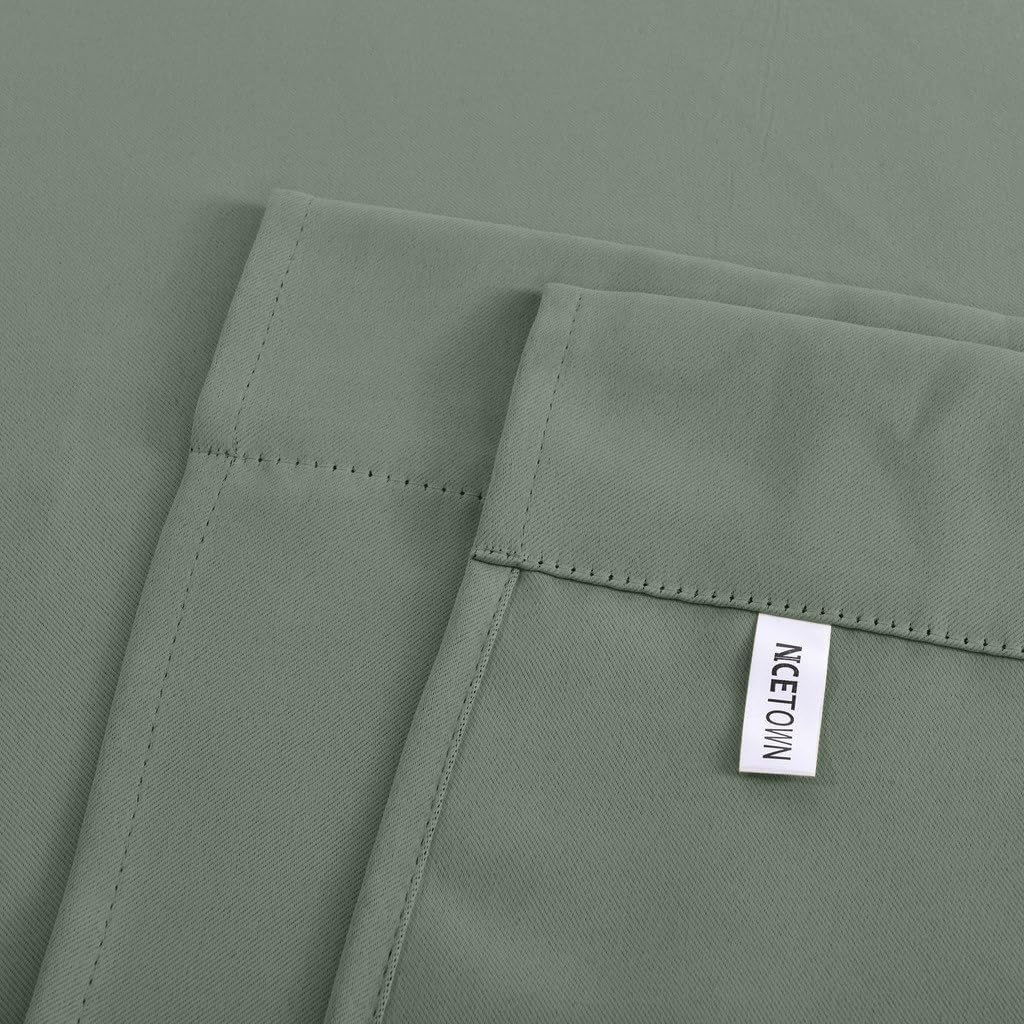 image:imageNICETOWN Thermal Insulated Blackout Short Curtain Bathroom Curtain Gray Tie Up Shade for Small Window Window Valance Balloon Roman Blind Rod Pocket Panel 46 inches W x 63 inches LGreyish Green