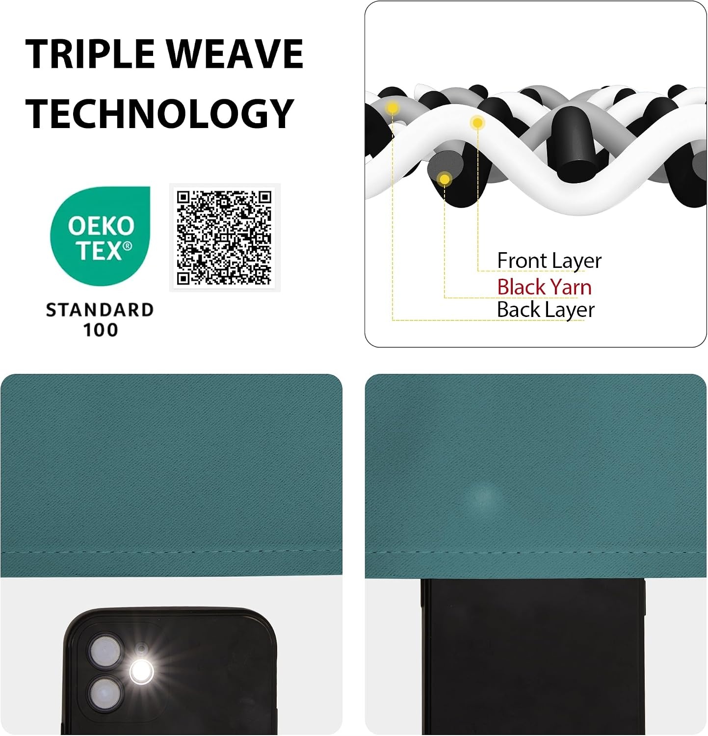 image:imageNICETOWN Thermal Insulated Blackout Short Curtain Bathroom Curtain Gray Tie Up Shade for Small Window Window Valance Balloon Roman Blind Rod Pocket Panel 46 inches W x 63 inches LSea Teal