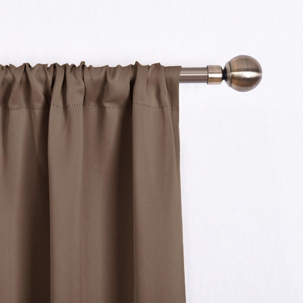 image:imageNICETOWN Thermal Insulated Blackout Short Curtain Bathroom Curtain Gray Tie Up Shade for Small Window Window Valance Balloon Roman Blind Rod Pocket Panel 46 inches W x 63 inches LCappuccino