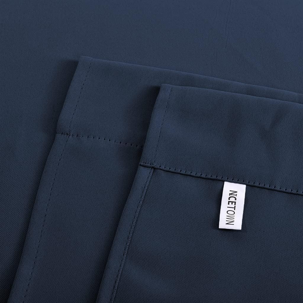 image:imageNICETOWN Thermal Insulated Blackout Short Curtain Bathroom Curtain Gray Tie Up Shade for Small Window Window Valance Balloon Roman Blind Rod Pocket Panel 46 inches W x 63 inches LNavy Blue
