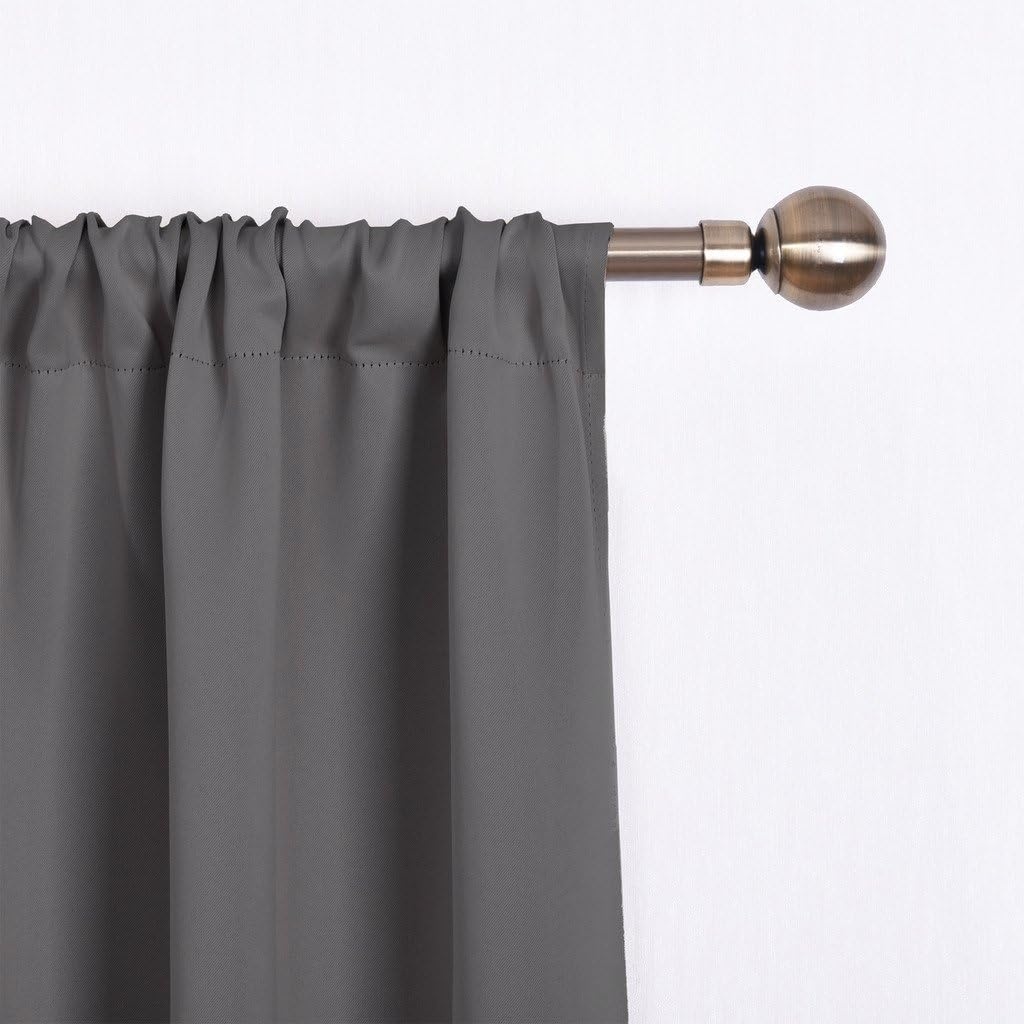 image:imageNICETOWN Thermal Insulated Blackout Short Curtain Bathroom Curtain Gray Tie Up Shade for Small Window Window Valance Balloon Roman Blind Rod Pocket Panel 46 inches W x 63 inches LGrey