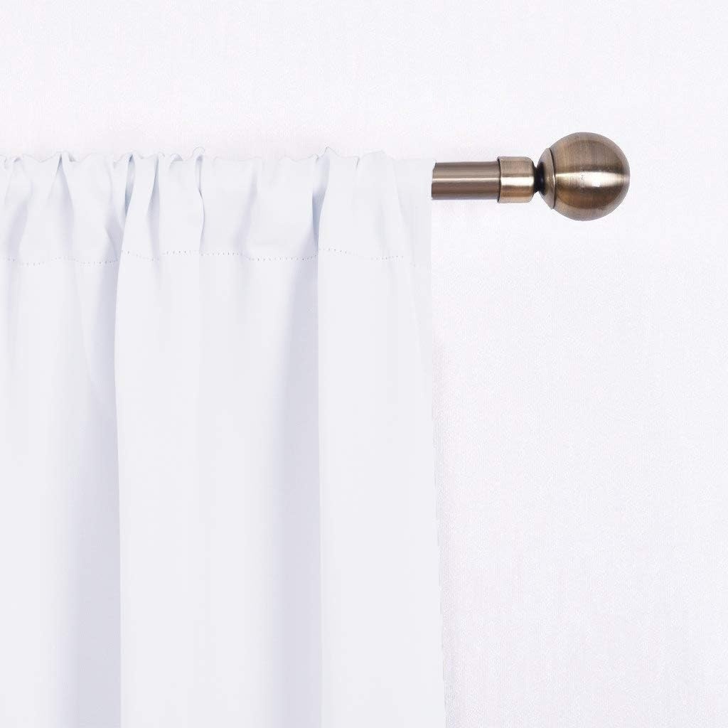image:imageNICETOWN Thermal Insulated Blackout Short Curtain Bathroom Curtain Gray Tie Up Shade for Small Window Window Valance Balloon Roman Blind Rod Pocket Panel 46 inches W x 63 inches LPure White