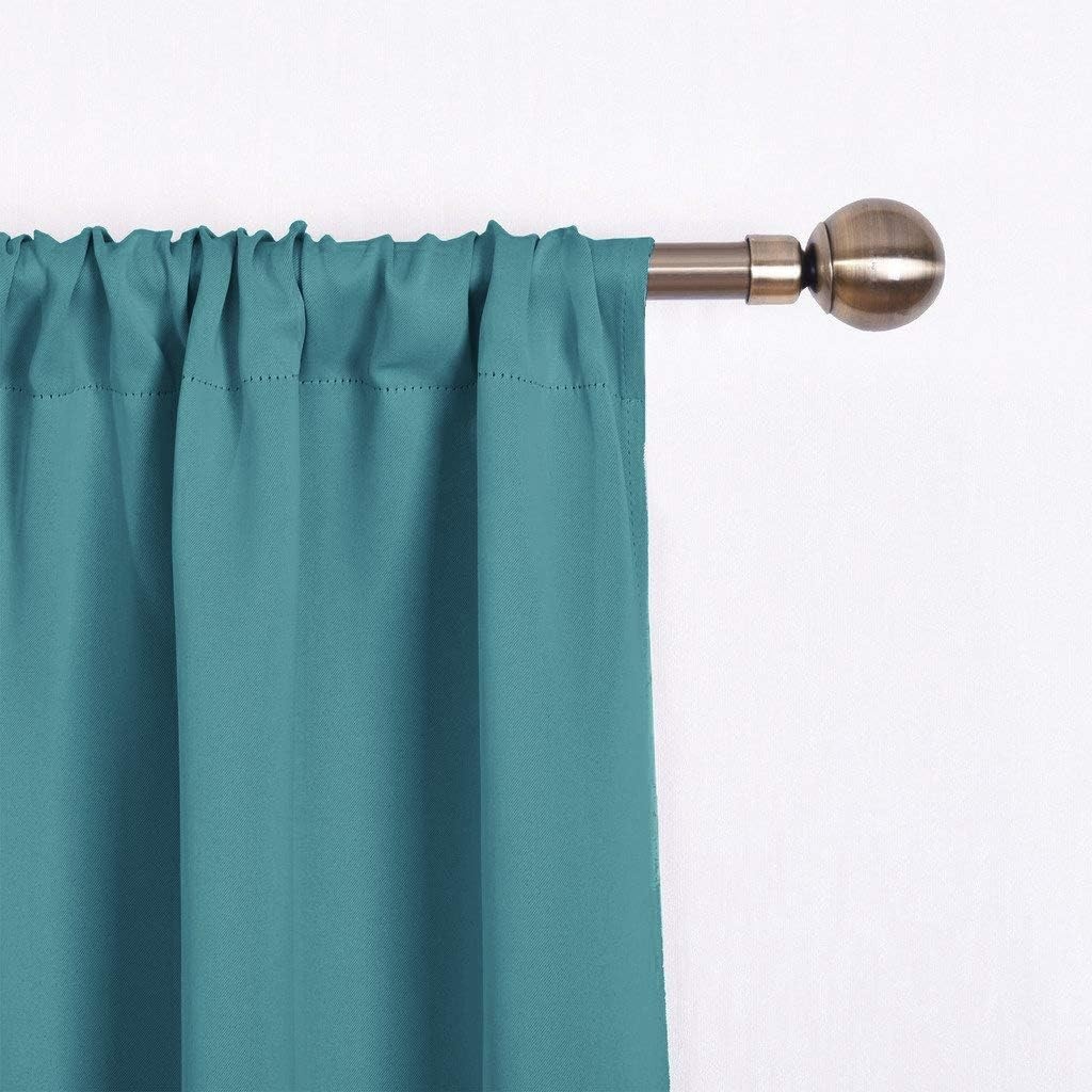 image:imageNICETOWN Thermal Insulated Blackout Short Curtain Bathroom Curtain Gray Tie Up Shade for Small Window Window Valance Balloon Roman Blind Rod Pocket Panel 46 inches W x 63 inches LSea Teal