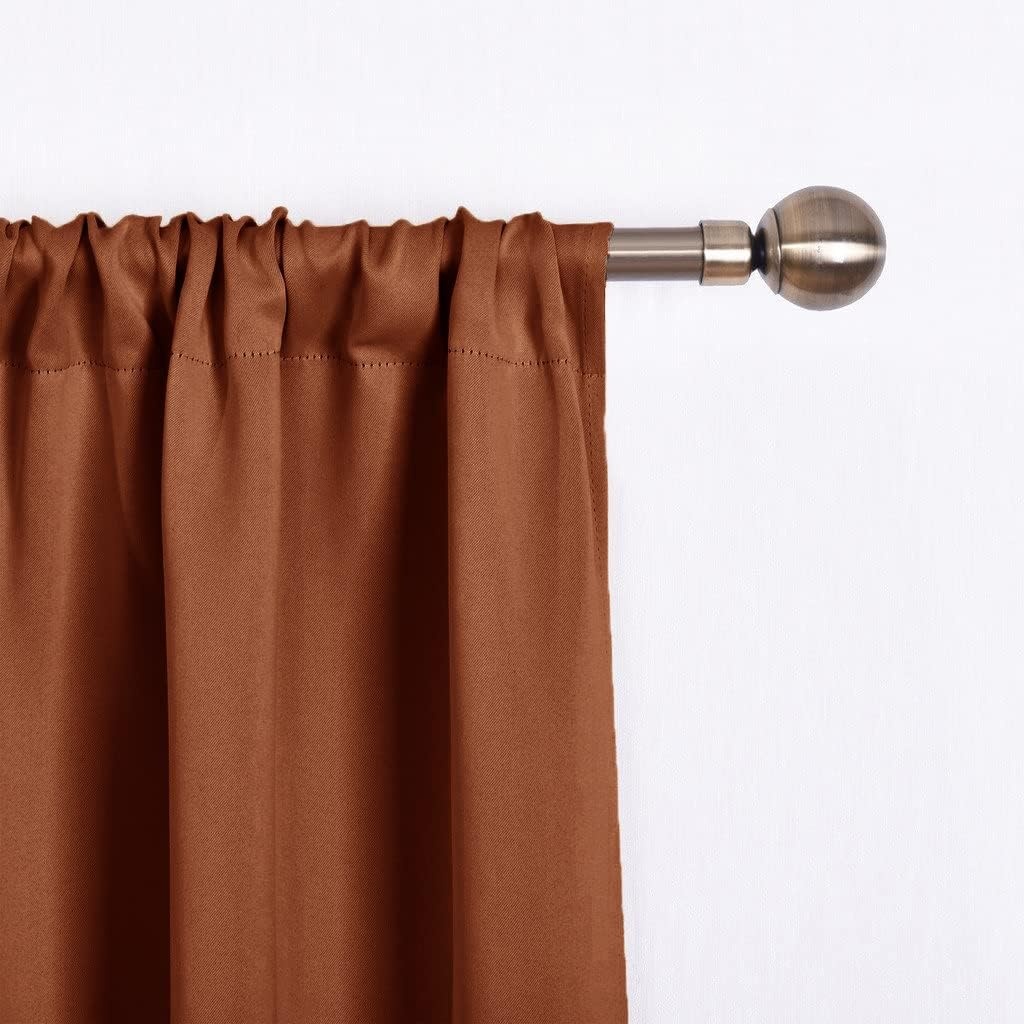 image:imageNICETOWN Thermal Insulated Blackout Short Curtain Bathroom Curtain Gray Tie Up Shade for Small Window Window Valance Balloon Roman Blind Rod Pocket Panel 46 inches W x 63 inches LBurnt Orange