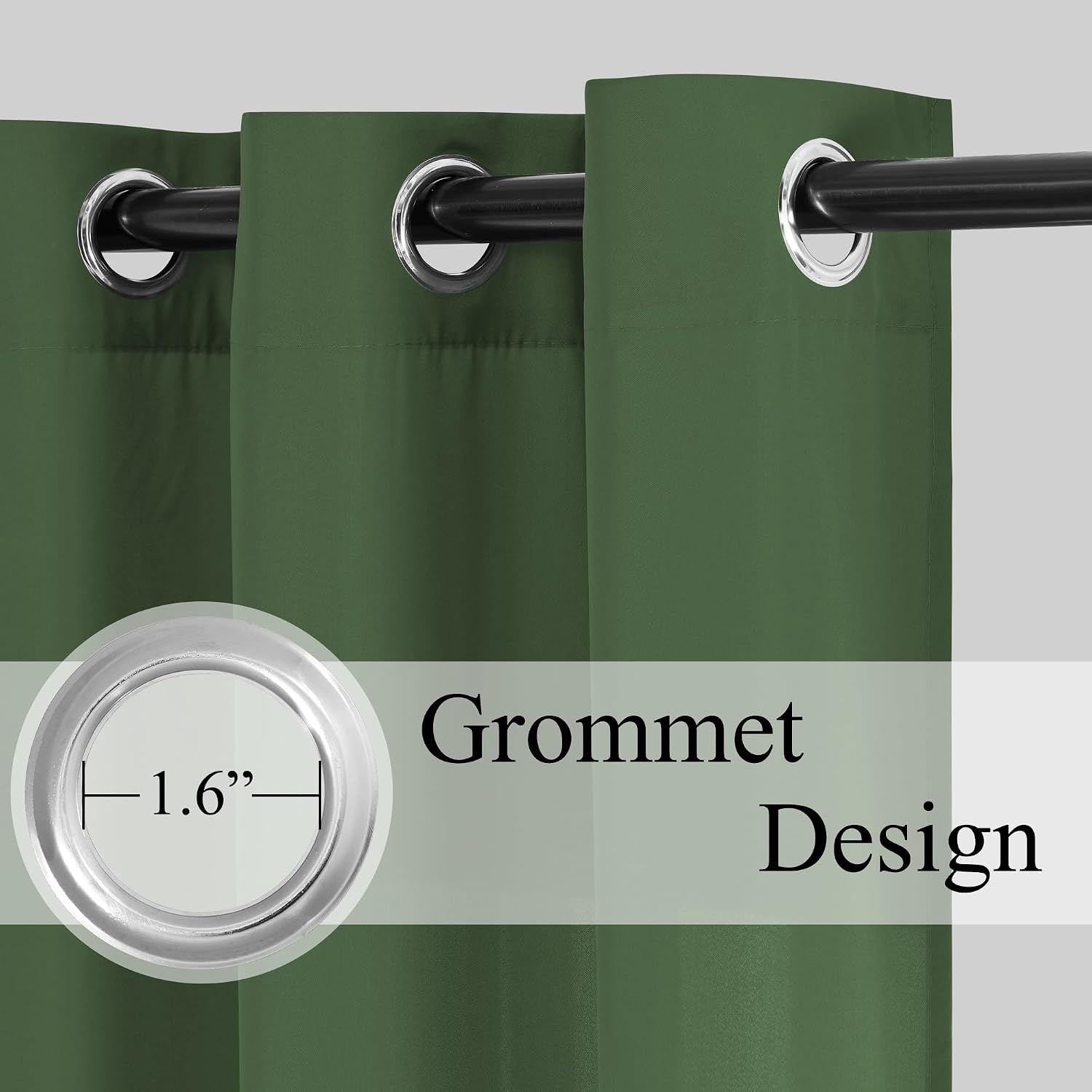 image:imageNICETOWN White NonSeeThrough Light Filtering Curtains Semi Sheer Privacy Grommet Drapes 108 Inches Long 2 Panels Cat Proof Window Curtains for Living Room Bedroom Home Decor 42 WDark Green