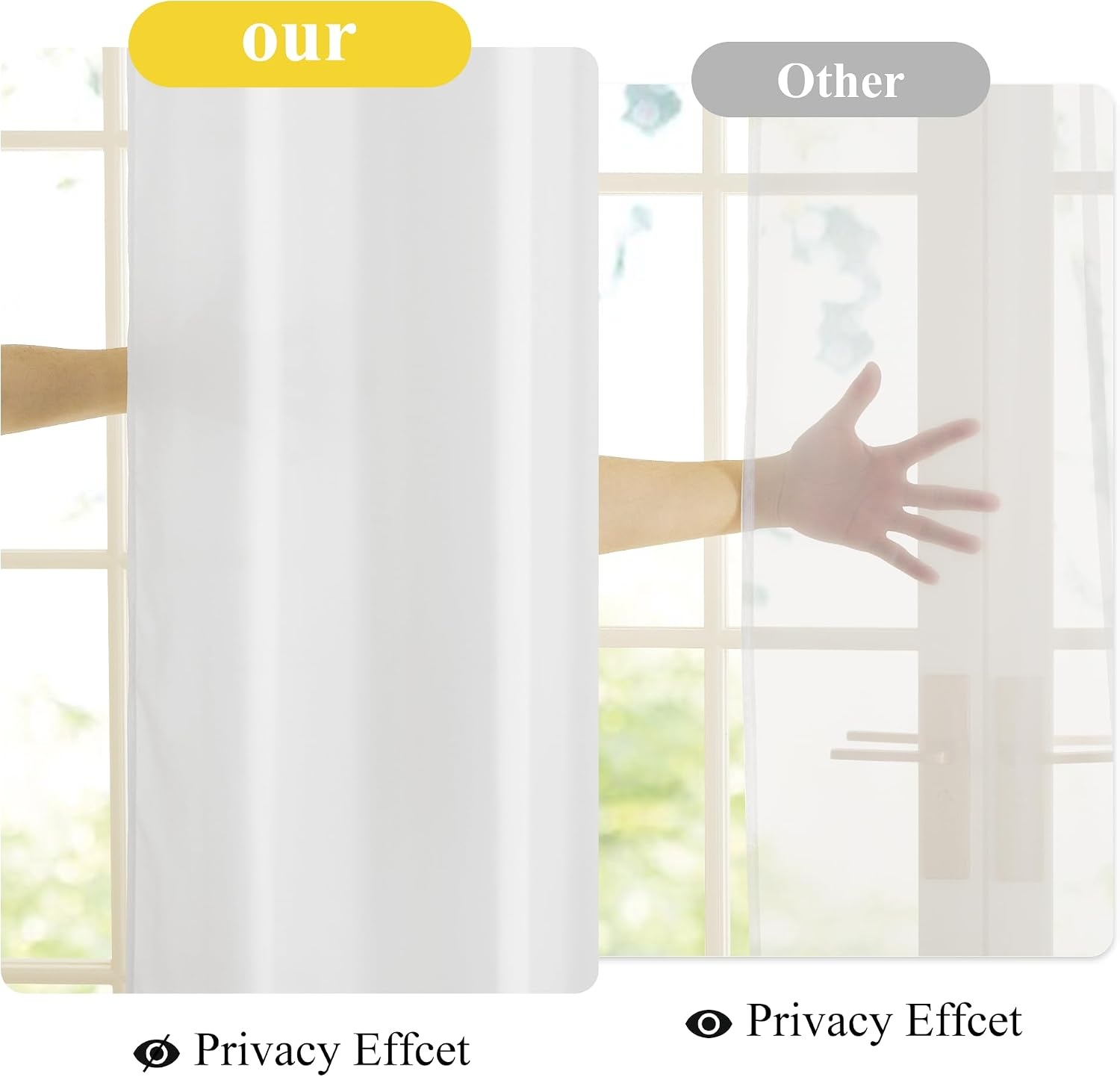 image:imageNICETOWN White NonSeeThrough Light Filtering Curtains Semi Sheer Privacy Grommet Drapes 108 Inches Long 2 Panels Cat Proof Window Curtains for Living Room Bedroom Home Decor 42 WOff White