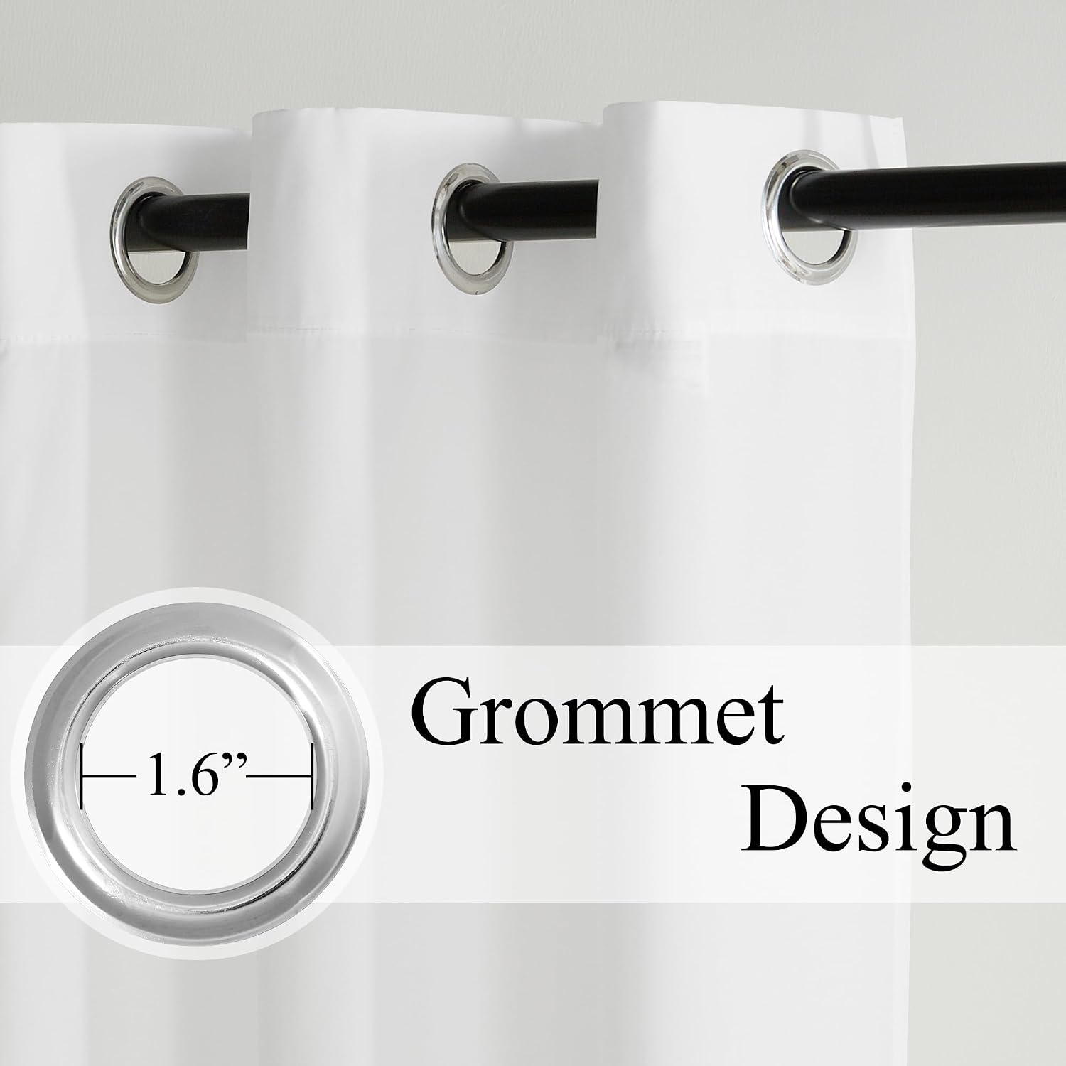 image:imageNICETOWN White NonSeeThrough Light Filtering Curtains Semi Sheer Privacy Grommet Drapes 108 Inches Long 2 Panels Cat Proof Window Curtains for Living Room Bedroom Home Decor 42 WOff White