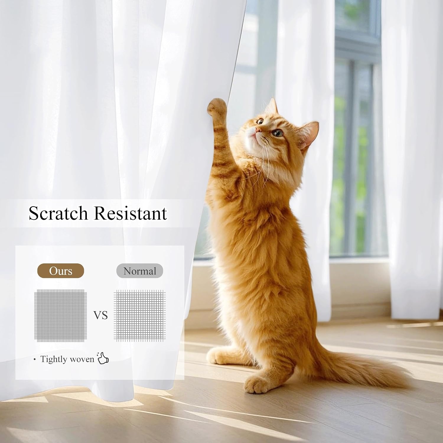 image:imageNICETOWN White NonSeeThrough Light Filtering Curtains Semi Sheer Privacy Grommet Drapes 108 Inches Long 2 Panels Cat Proof Window Curtains for Living Room Bedroom Home Decor 42 WWhite