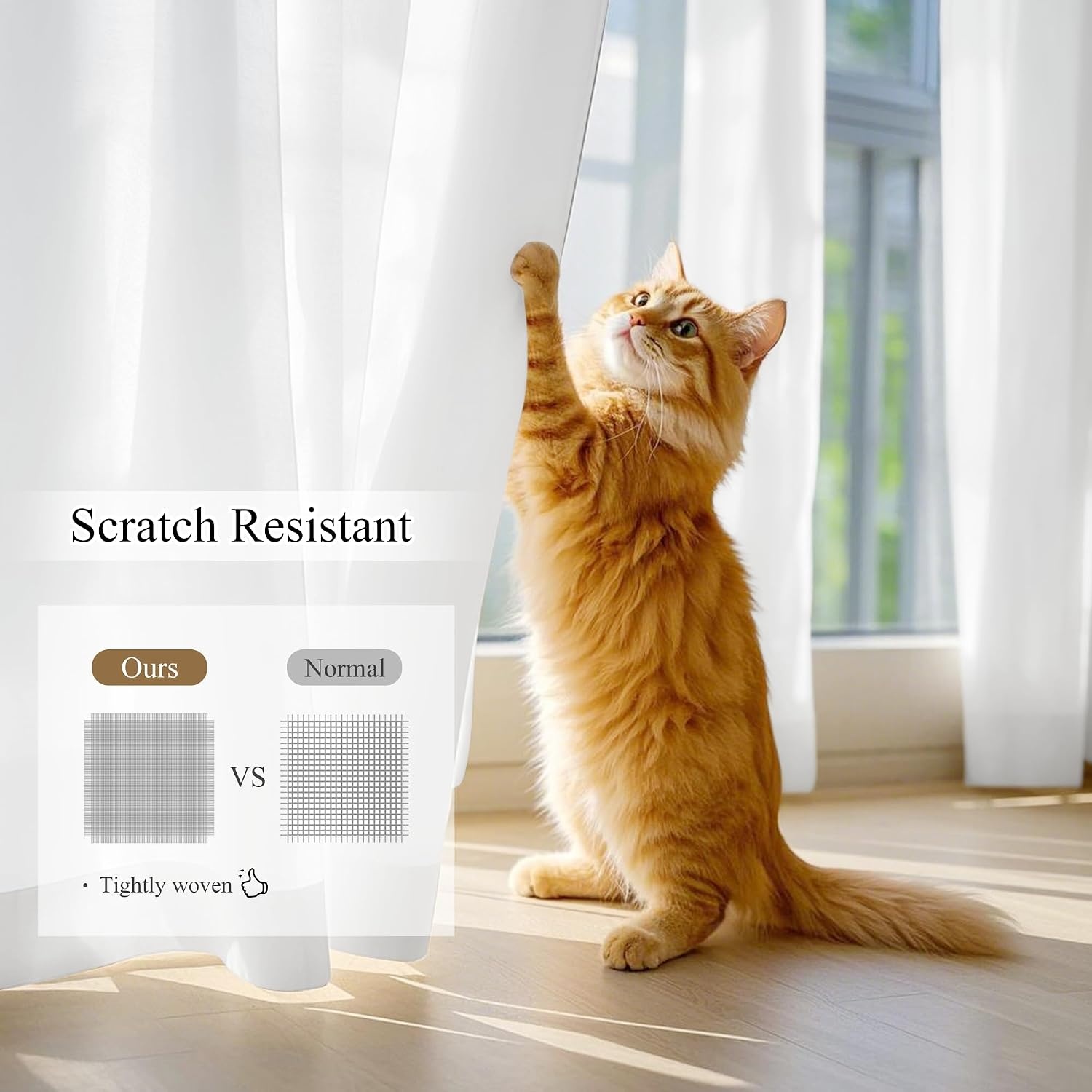image:imageNICETOWN White NonSeeThrough Light Filtering Curtains Semi Sheer Privacy Grommet Drapes 108 Inches Long 2 Panels Cat Proof Window Curtains for Living Room Bedroom Home Decor 42 WOff White