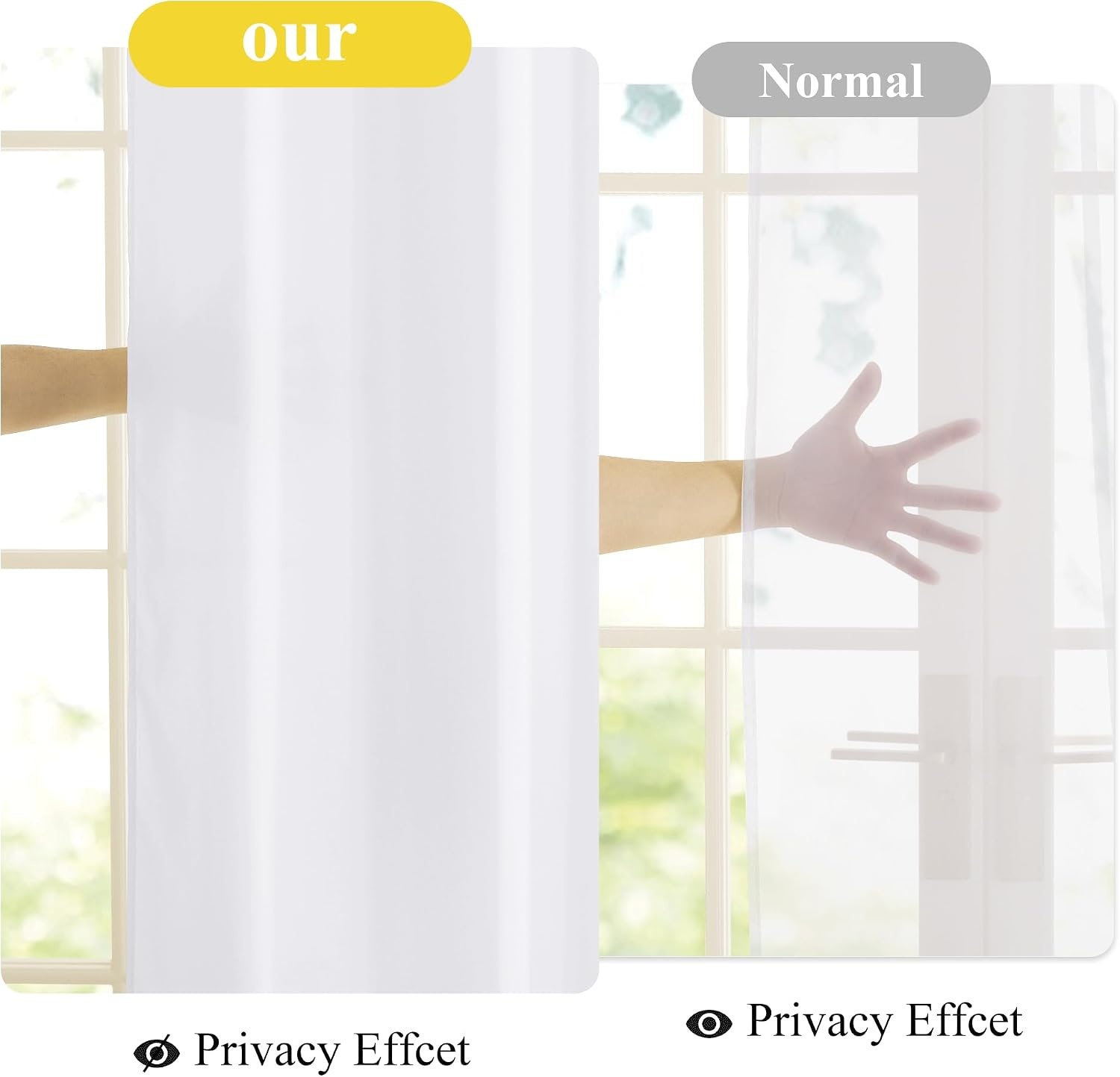 image:imageNICETOWN White NonSeeThrough Light Filtering Curtains Semi Sheer Privacy Grommet Drapes 108 Inches Long 2 Panels Cat Proof Window Curtains for Living Room Bedroom Home Decor 42 WWhite