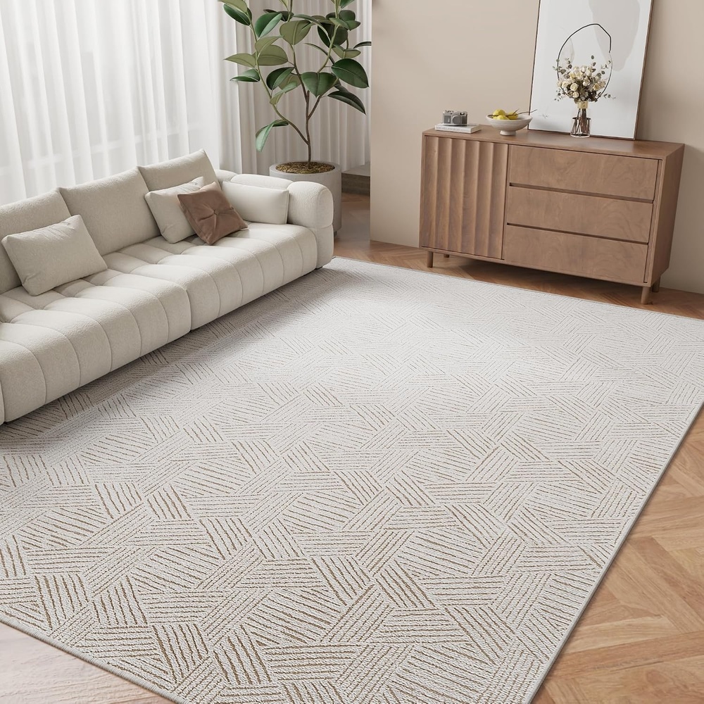 image:imageNICETOWN 8x10 UltraThin Brown Oriental Rug for Bedroom Tumble Washable Area Rugs 8x10 Boho NonSlip Vintage Living Room Rugs Oriental Carpet Entrance for Kitchen Laundry Bathroom BedroomJacquard Brown