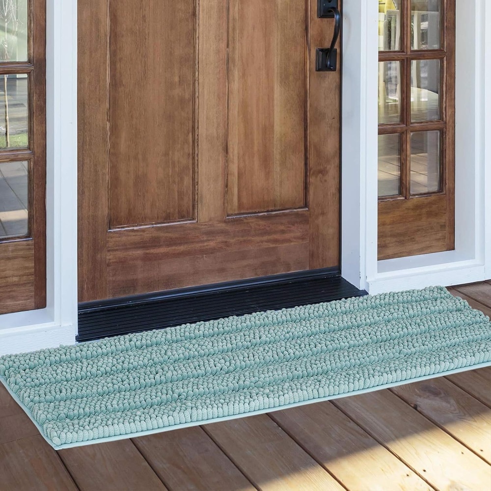 image:imageNICETOWN Black Bathroom Floor Mat AntiSlip Soft Living Room Bedroom Mat Floor Water Absorbent LowProfile Rug Doormat for Entry Mud Room Mat Back Door High Traffic Areas 47 x 24 inchesEggshell Green
